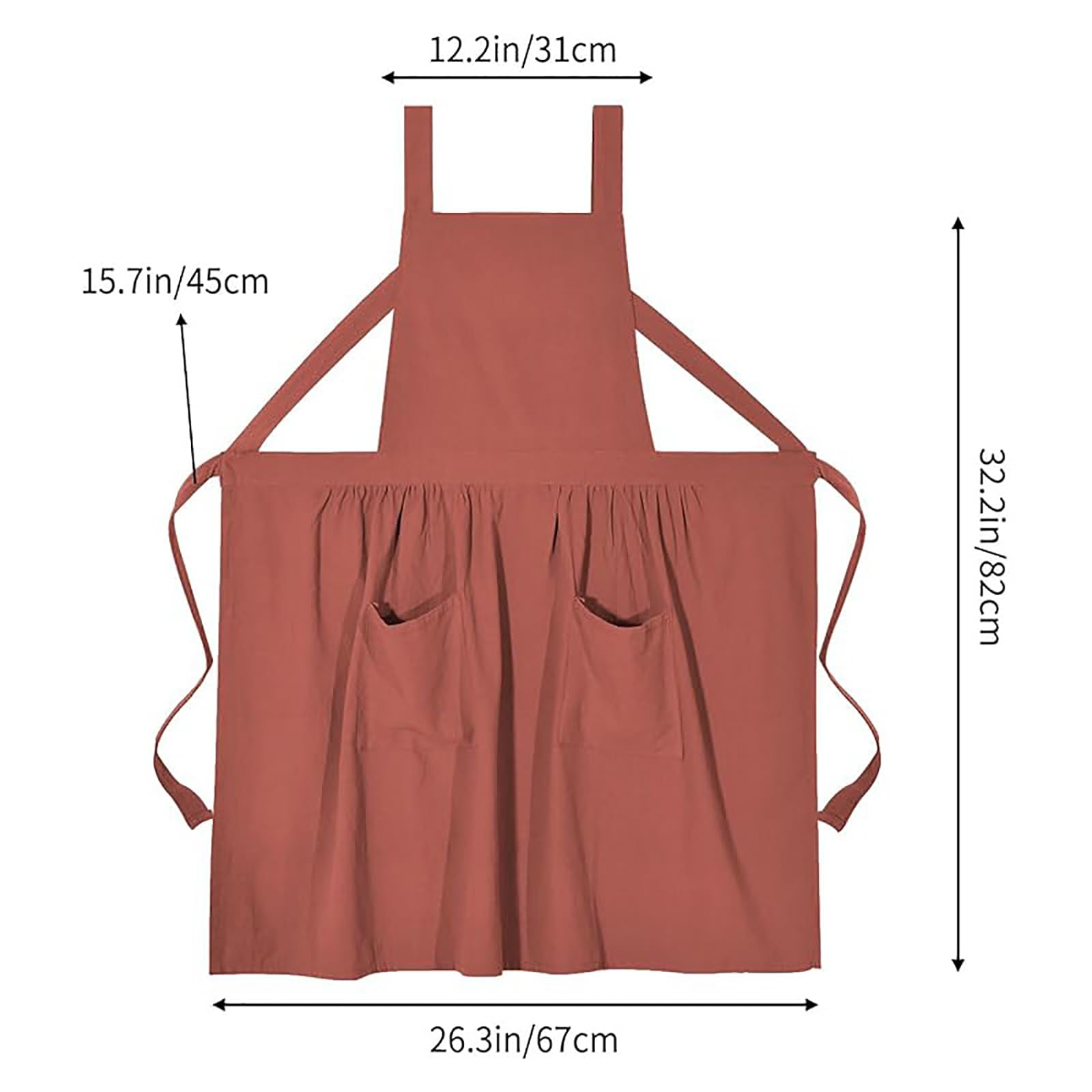 Grembiule da cucina da donna in cotone e lino, con incrocio sul retro, con tasche, per cucinare, cuocere, giardinaggio, pittura