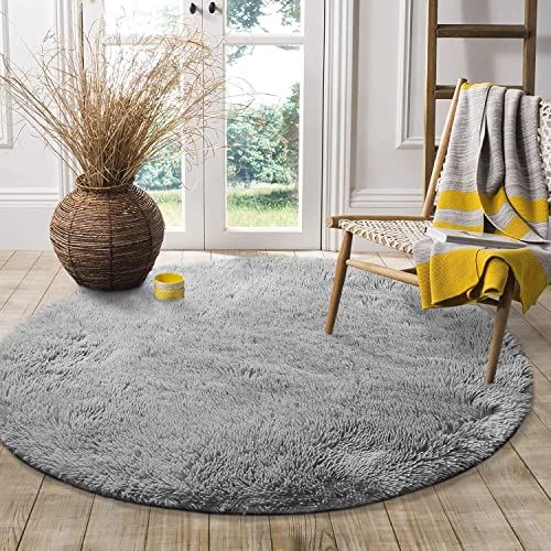 lightlux Hochflor Teppich Rund für Kinderzimmer Wohnzimmer Schlafzimmer Langflor Teppich Hochwertig...