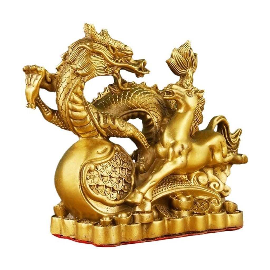 IUokLU Statue Brass Dragon Horse Spirit Ornament Home Decoration Chinese Style Craft Gift Brass Figurine