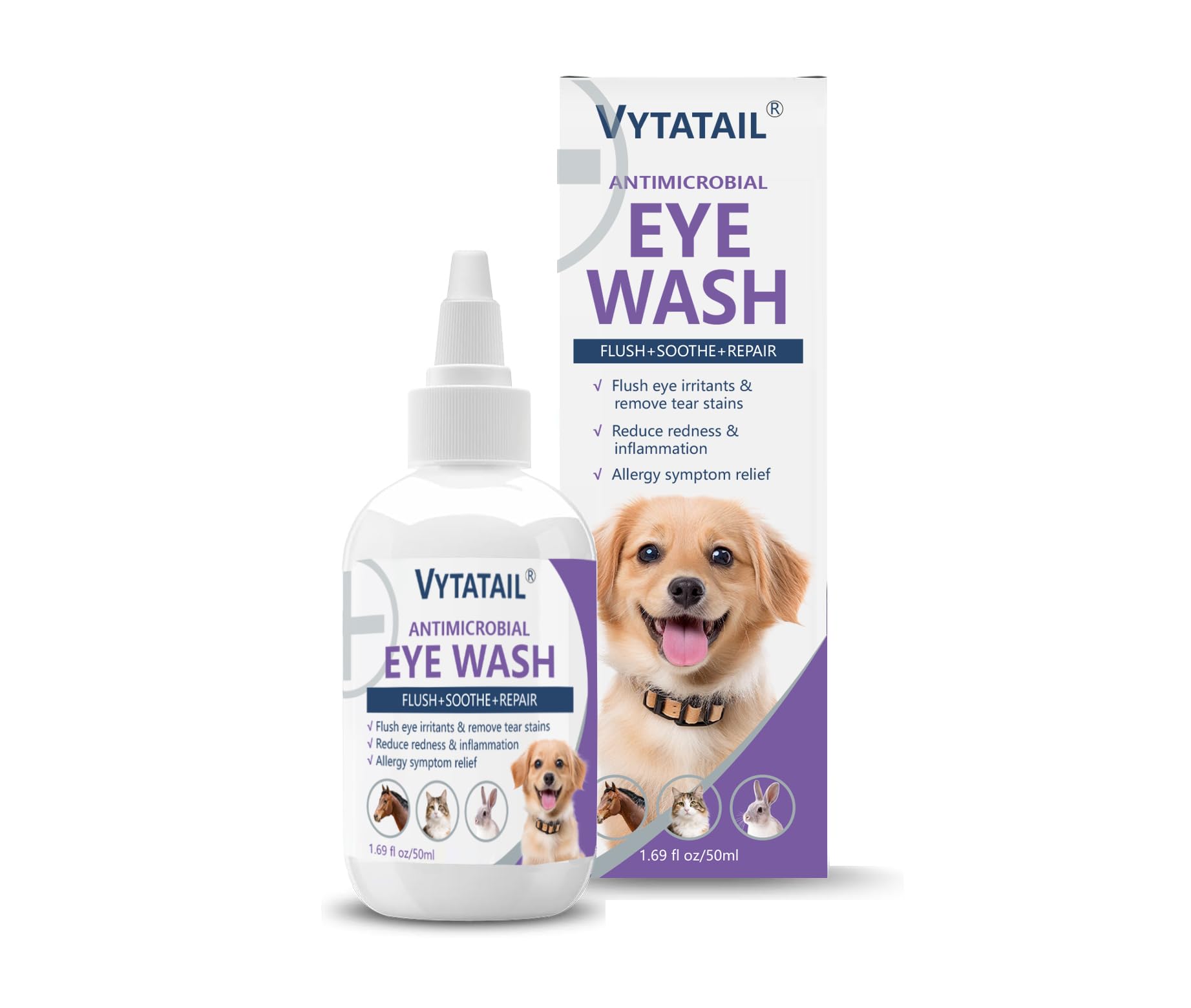 Dog and Cat Eye Wash | Tear Stain Remover Drops for Pets | Gentle Eye Cleaning Solution for Daily Grooming, 50ml - 1