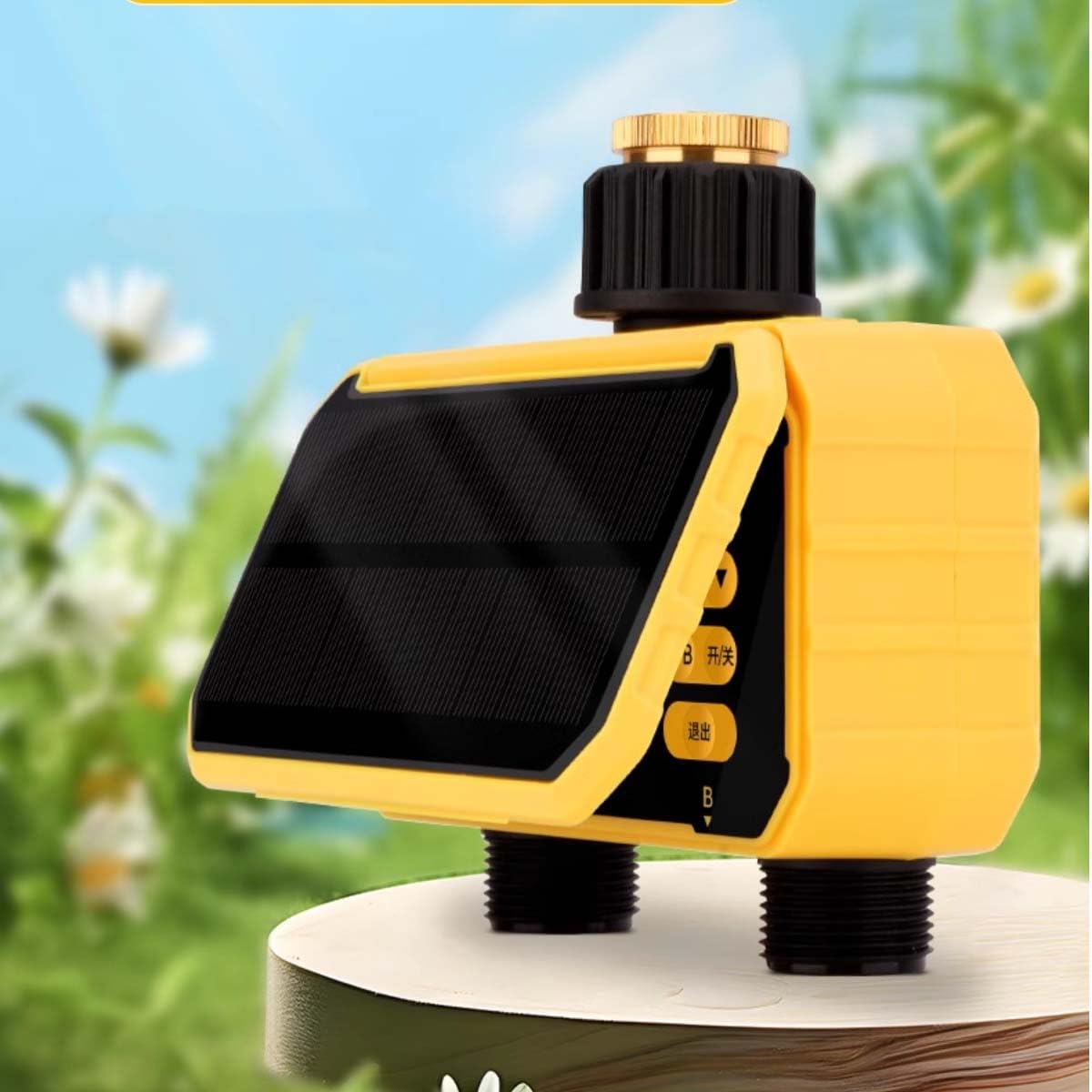 Sistema di irrigazione a doppio canale a energia solare con sensore di pioggia, kit completo di irrigazione a goccia da 10 m, temporizzazione indipendente per piante in vaso da giardino