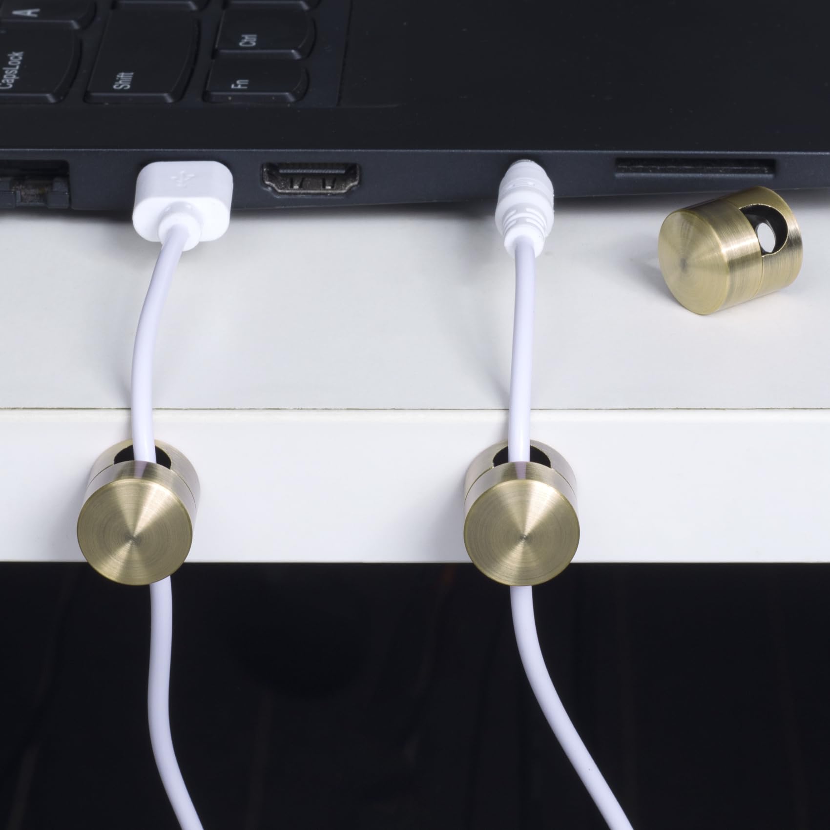 Kabelanker für Schreibtisch, Rotguss, Kabelanker, Halter, Aluminiumdraht, Organizer, selbstklebend, verstellbar, 2-in-1-Kabel-Clips, Ladekabel-Management für Nachttisch, Büro, Zuhause