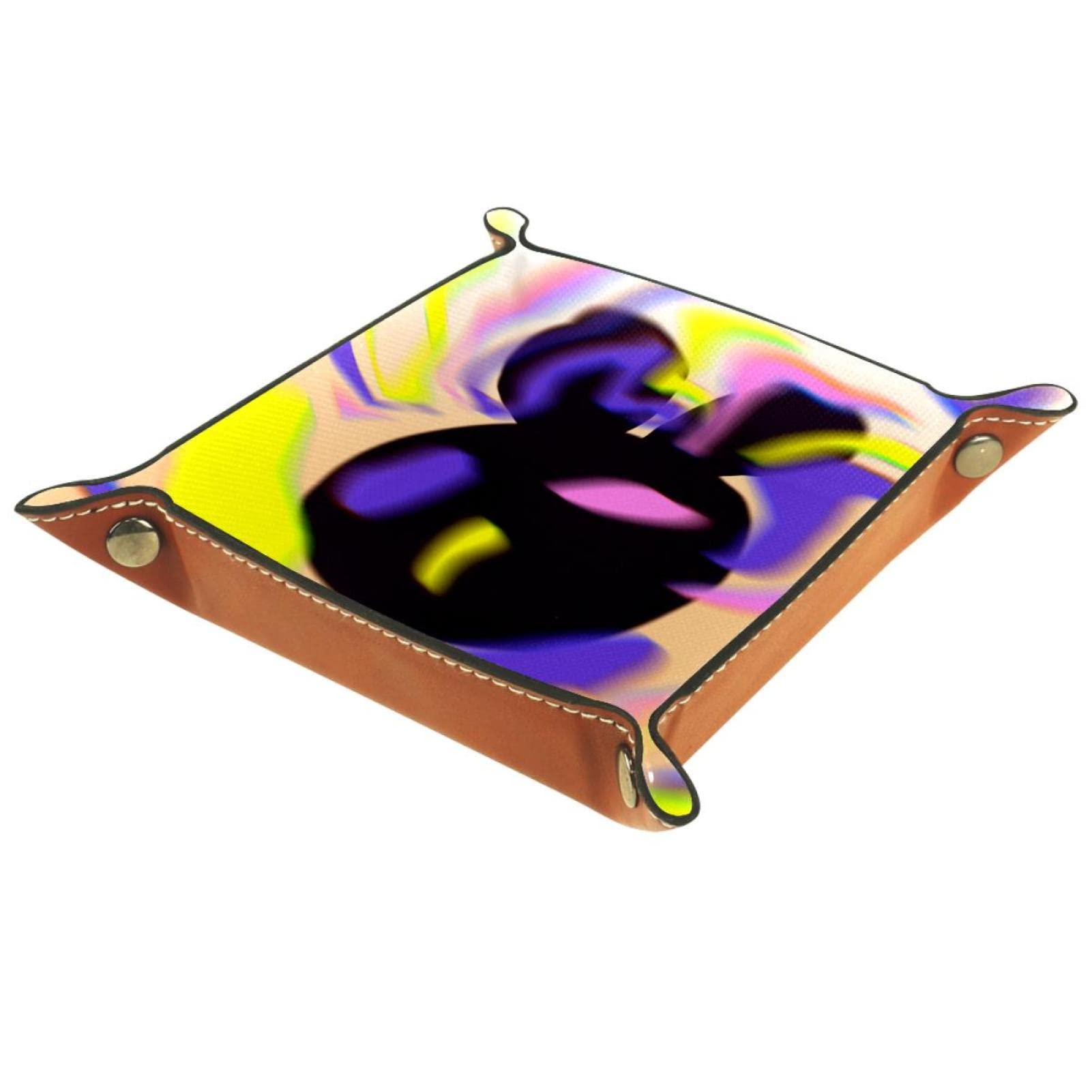 Multicolour Rolling Dice Games Tray Rabbit Key Coin Candy Storage Box Folding Leather Square Jewelry Trays
