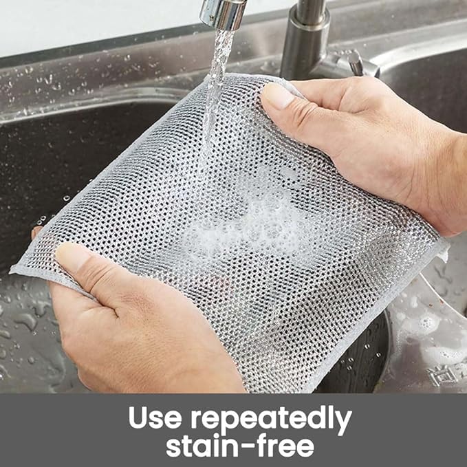 apsara kitchenware Non Scratch Wire Kitchen Utensils Cleaner Scrubbing Pad Reusable Cleaning Supplies Dish Washing Scrubber Sponge Scrub Cloth Pad Stainless Steel or Cleaning Dishes (Pack of 10) 3