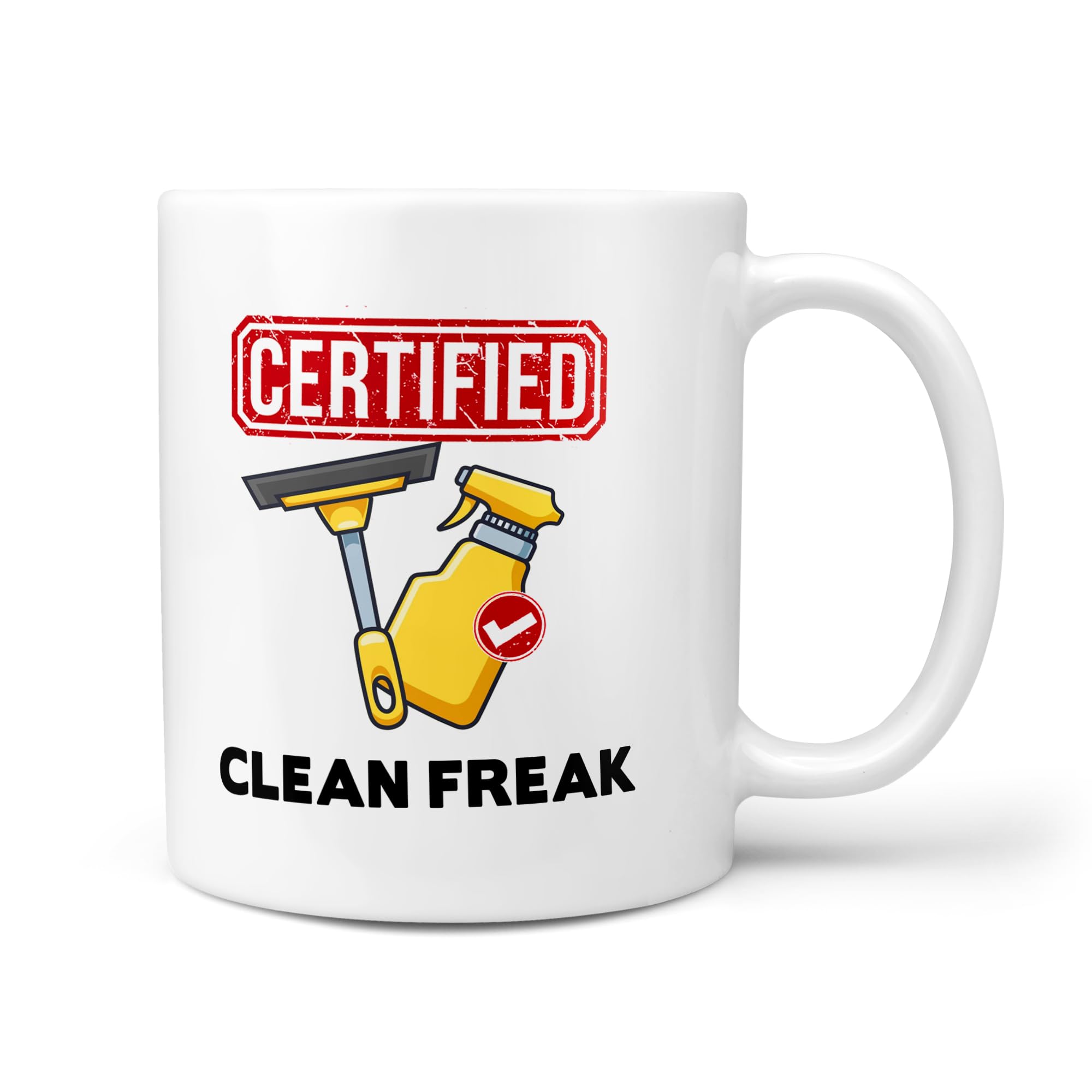 TeHeGifts Funny Certified Clean Freak 11oz Mug Ceramic Novelty Gift for Him or Her Gift Christmas Secret Santa Birthday Present