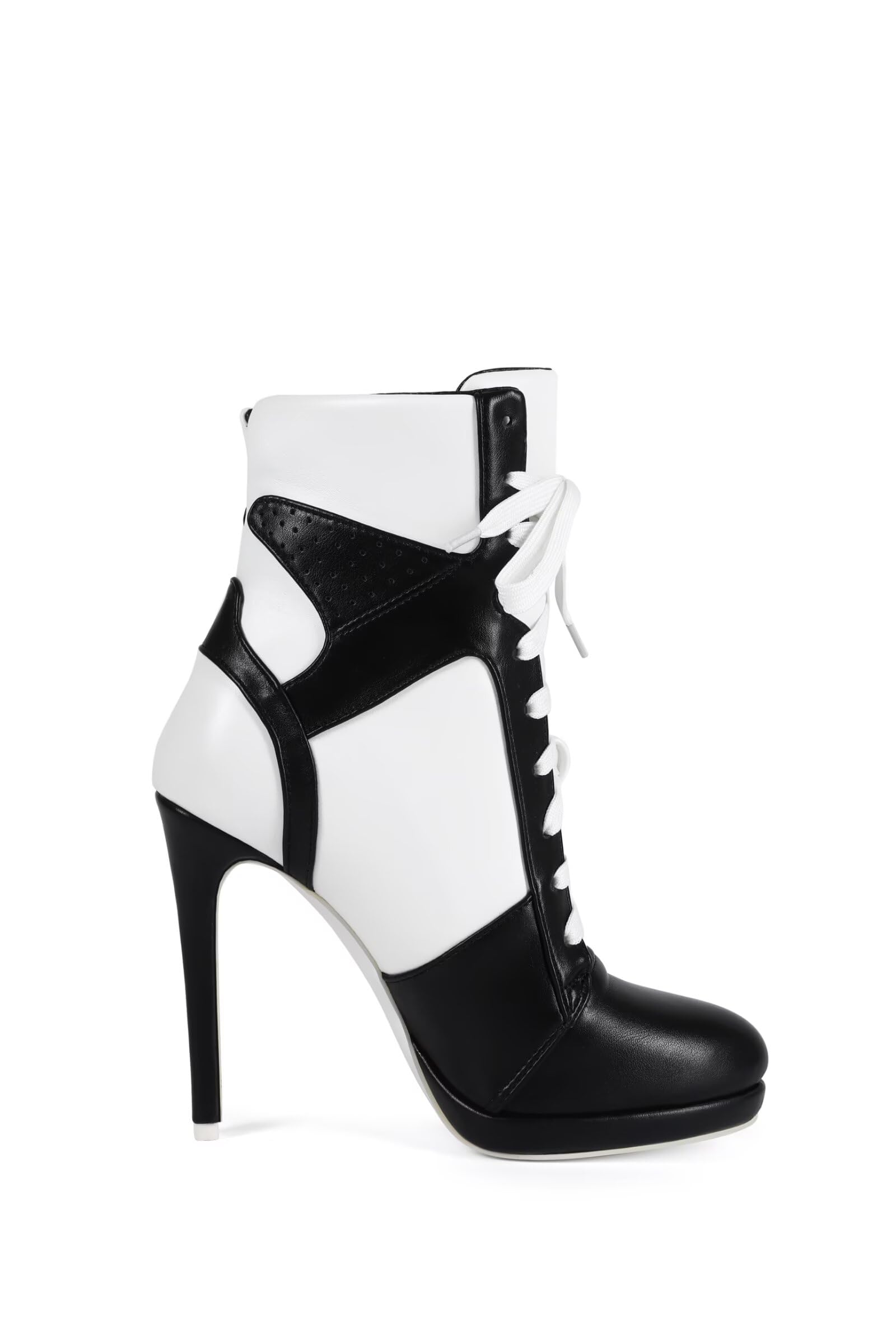 Frankie Hsu Stiletto sportowe buty do koszykówki na wysokim obcasie, czarno-białe tenisówki, duży rozmiar modne designerskie buty dla kobiet mężczyzn