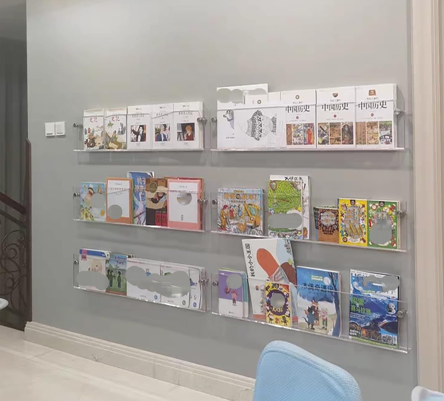 Stojak na czasopisma montowany ścianie, stojak broszury, przezroczysty organizer książki, wiszący regał, do przechowywania literatury Uniwersalny stojak ekspozycyjny(60cm(23 5/8"))
