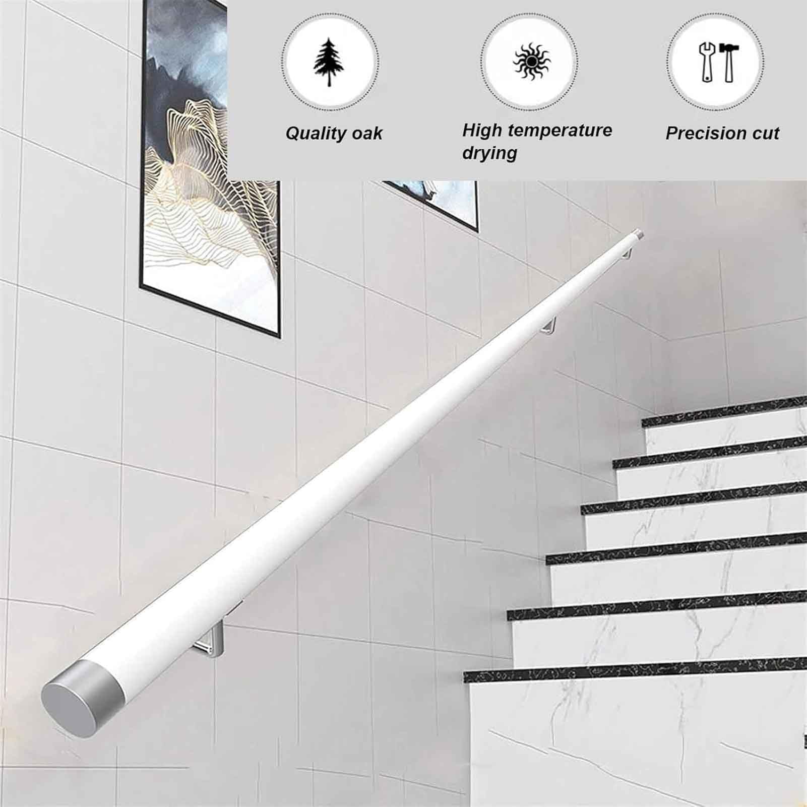 Blanca,100cm, Varilla de Soporte de barandillas de Escalera Redondas Antideslizantes, barandilla de Escalera para Ancianos con Soportes de Acero Inoxidable