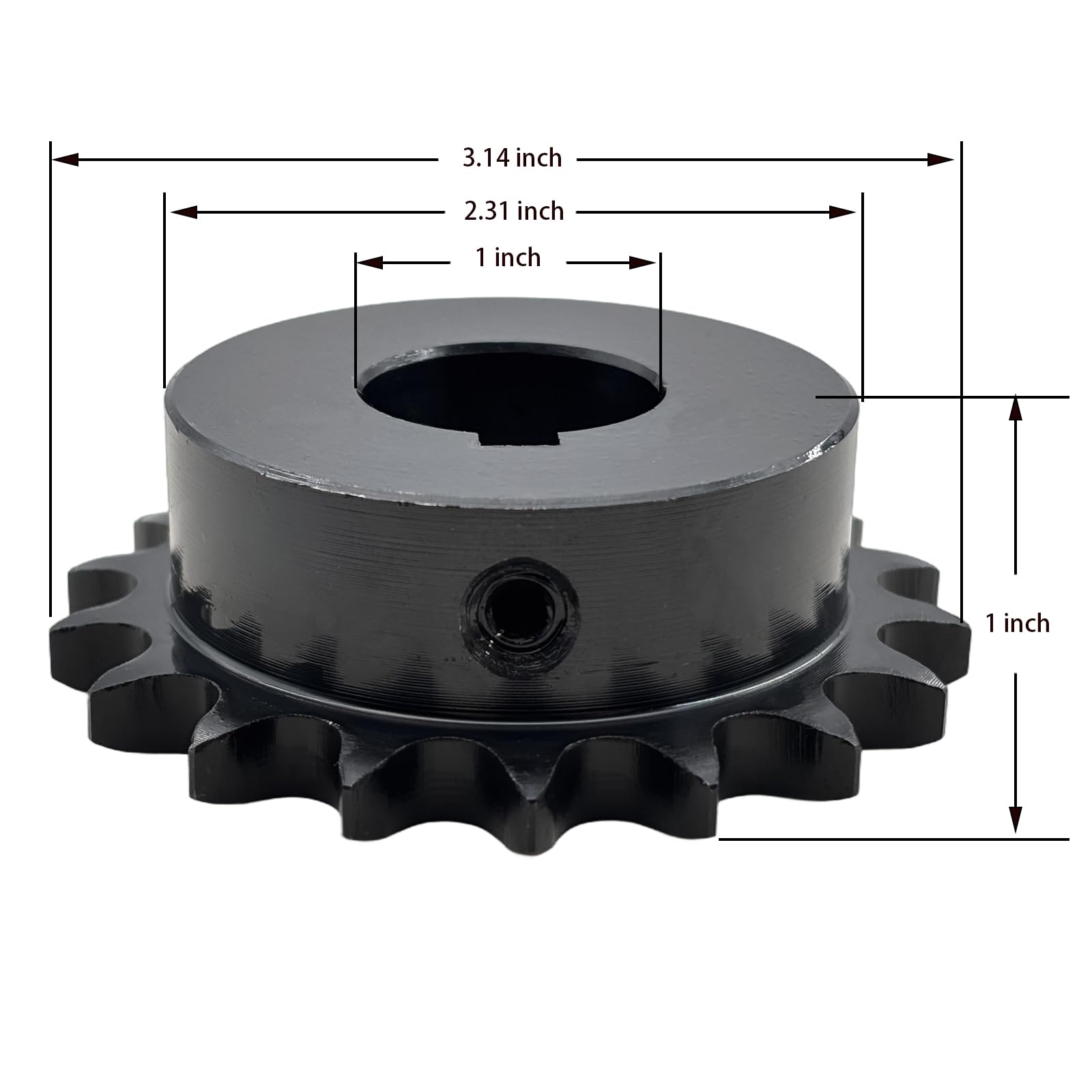 # 40 Pignone per catena a rulli tipo B 1 "foro 18 denti, pignoni in acciaio antiruggine indurito 1045 40B18-1