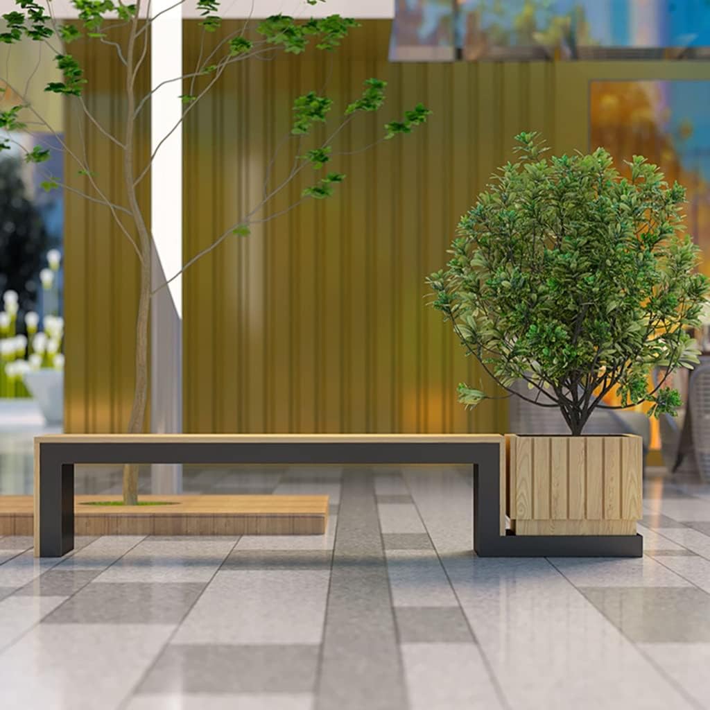 Park Benches Shopping Mall Leisure Chair Outdoor Flower Pot Seat Combination Square Waiting Chair Gazebo Creative Flower Box Public Stool Outdoor Benches(B)