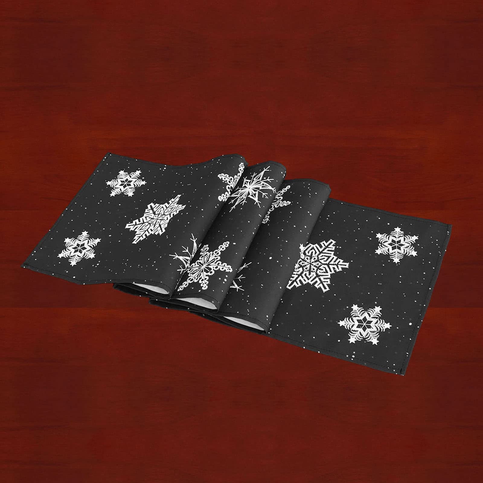 Simhomsen Embroidered Snowflakes Table Runner for Christmas Holidays (Dark Gray, 14 × 69 Inches) - Image 2