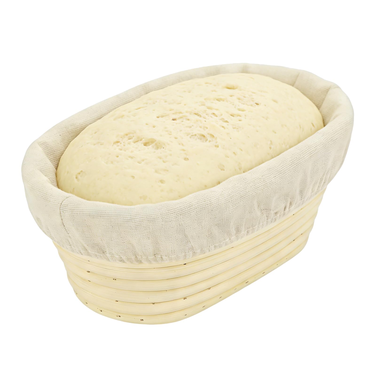 25cm Oval Banneton Bread Proofing Basket with Linen Liner, Natural Rattan Sourdough Proving Basket for Artisan Bread Making Professional & Home Bakers