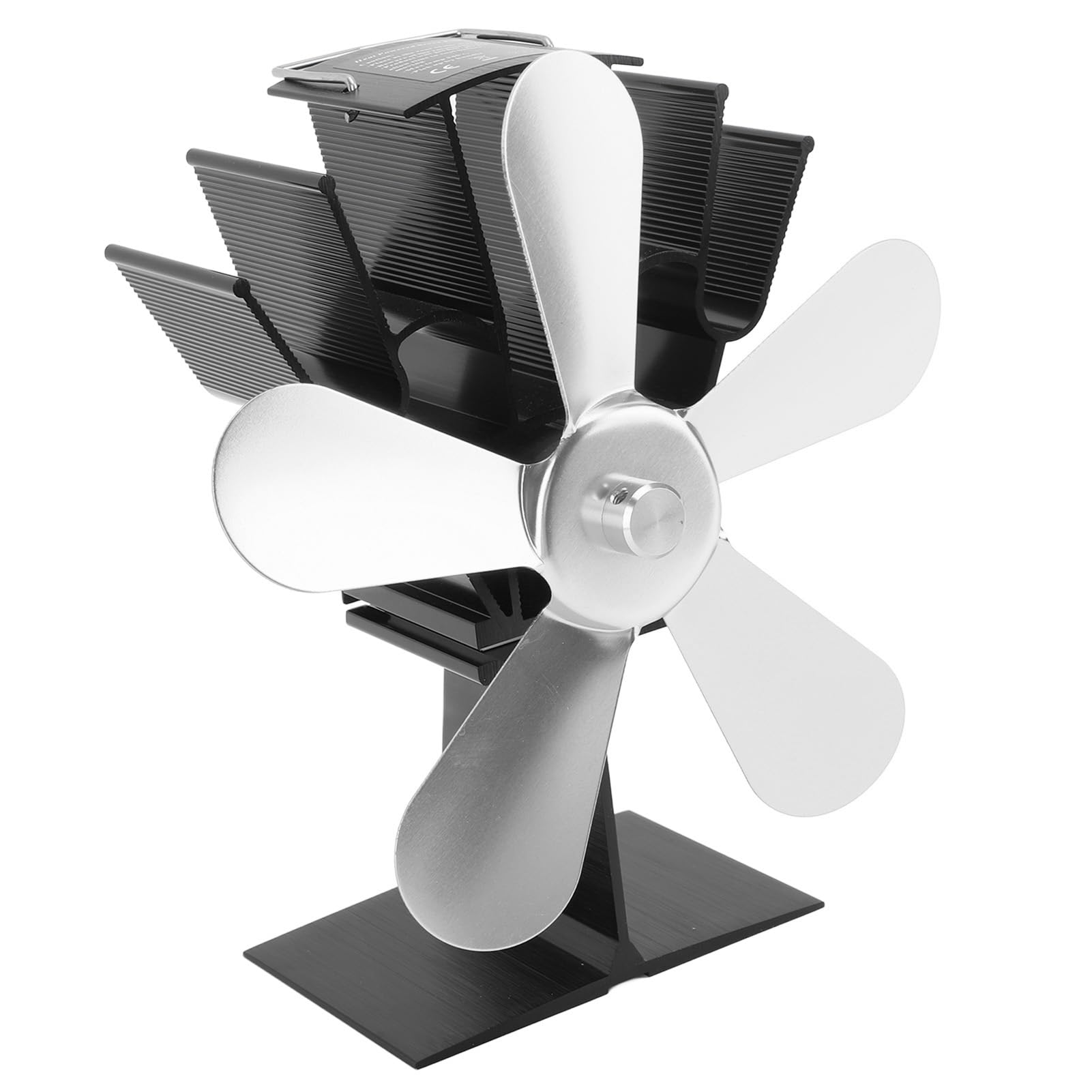 Fafeicy Ventilatore Termico 5 Pale per Stufa a Legna, Silenzioso, Ecologico, Senza Elettricità, per Camini e Stufe a Legna (SILVER)