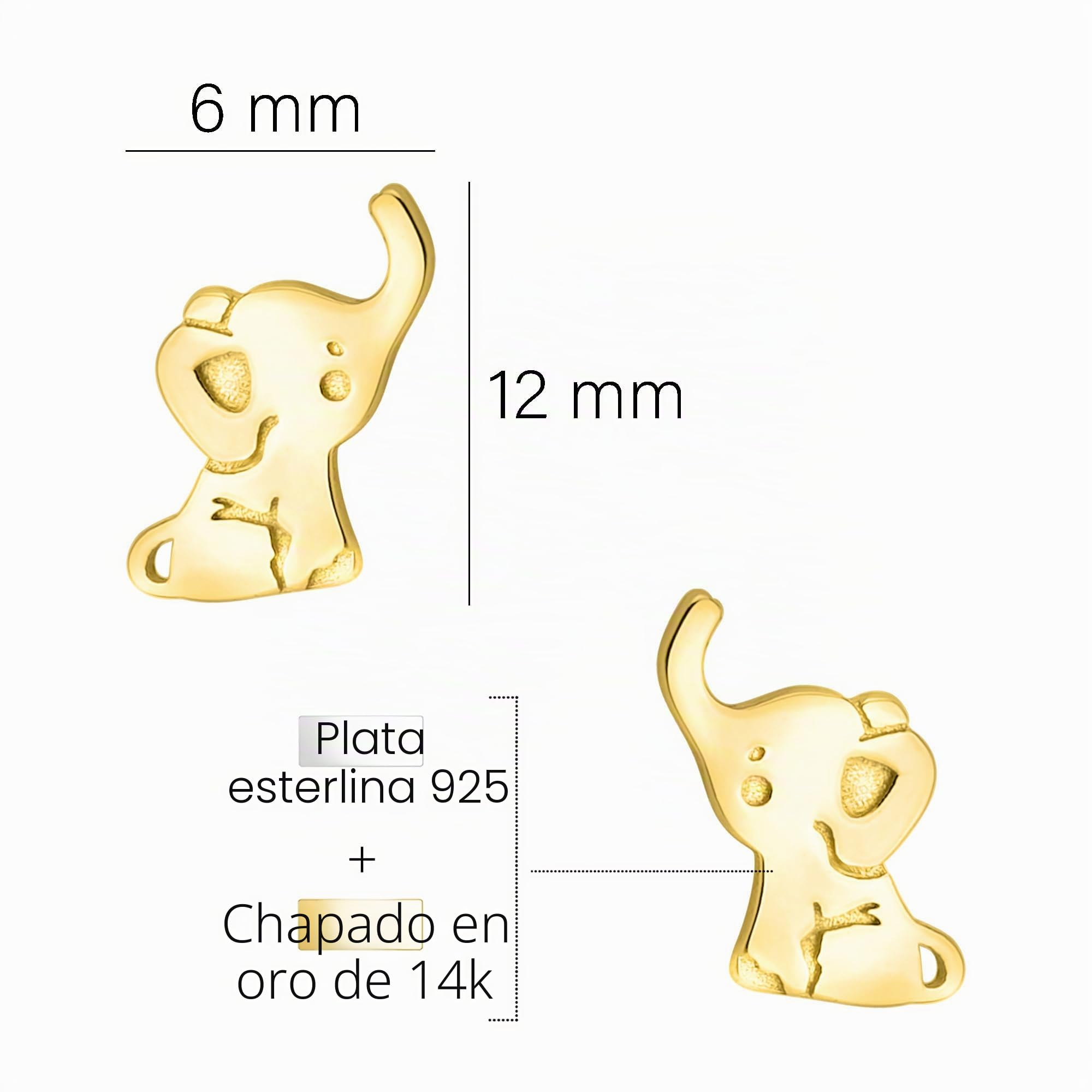 SOFIA MILANI - Pendientes para Mujeres en Plata de Ley 925 - Pendiente de Botón de Elefante