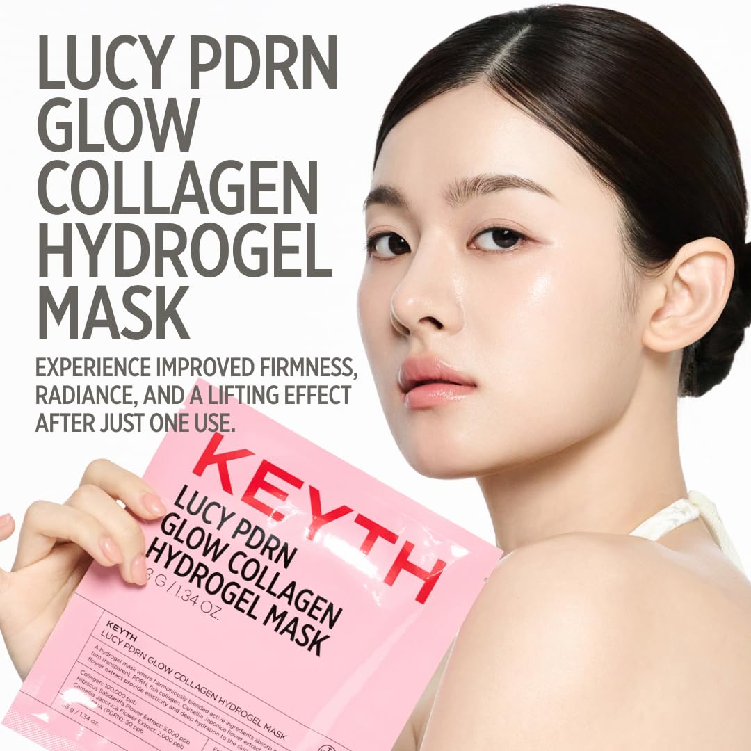 KEYTH LUCY PDRN GLOW COLLAGEN HYDROGEL MASK 4EA X 38G (1.34 OZ.) / Skin Elasticity Enhancement, Vitality Boosting, Nourishment & Soothing, Deep Hydration - Image 2