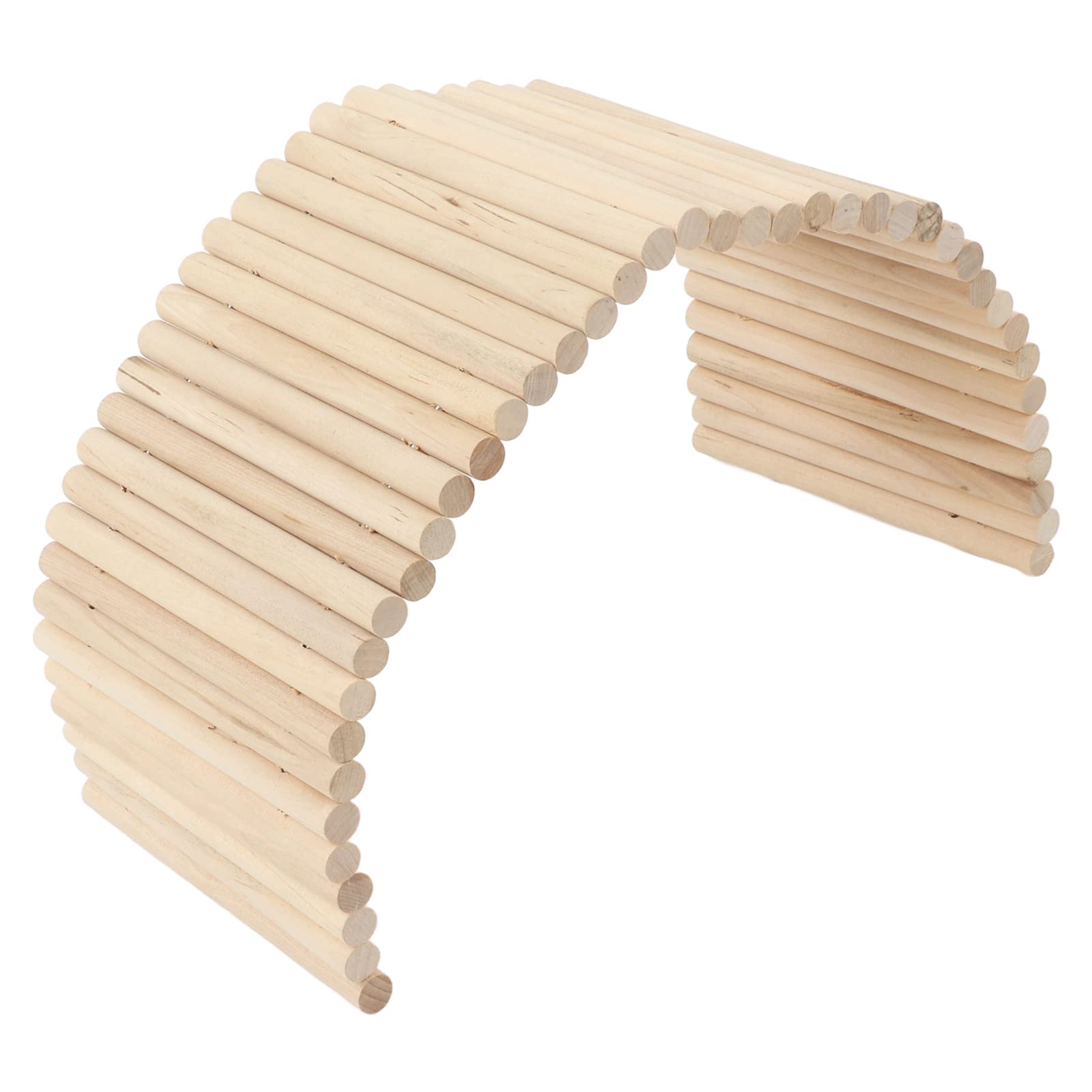 Generic Pet Hideout Bridge Wooden Tunnel Ladder Bendable Hamster Toy with Natural Birch for Rabbits Guinea Pigs Hamsters (15 * 30CM)
