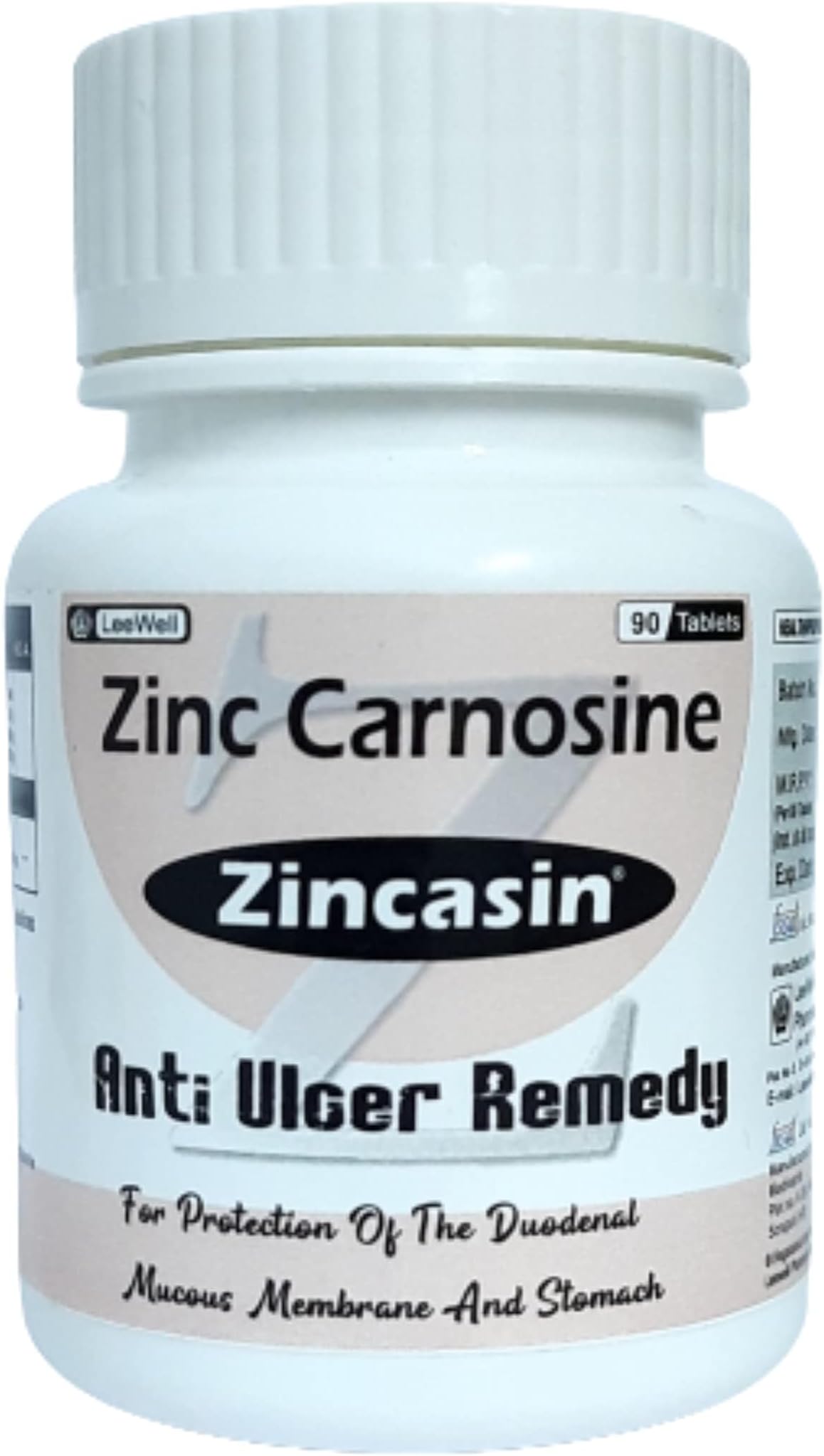 with Zinc l Carnosine 75mg Complex | Gastrointestinal Support and Digestive leaky gut Health Supplement | Stomach Lining Protection aid - 90 Vegetarian tablets