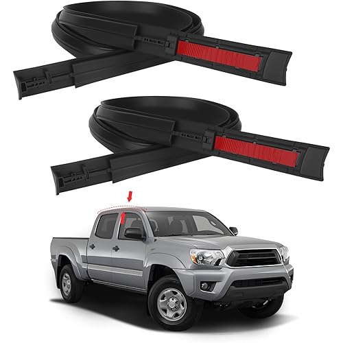 Roof Drip Molding Trim for Toyota Tacoma Double Cab 2005-2015，Left & Right Side Black Rubber Weatherstrip Seal Replace 75551-04063 75552-04063