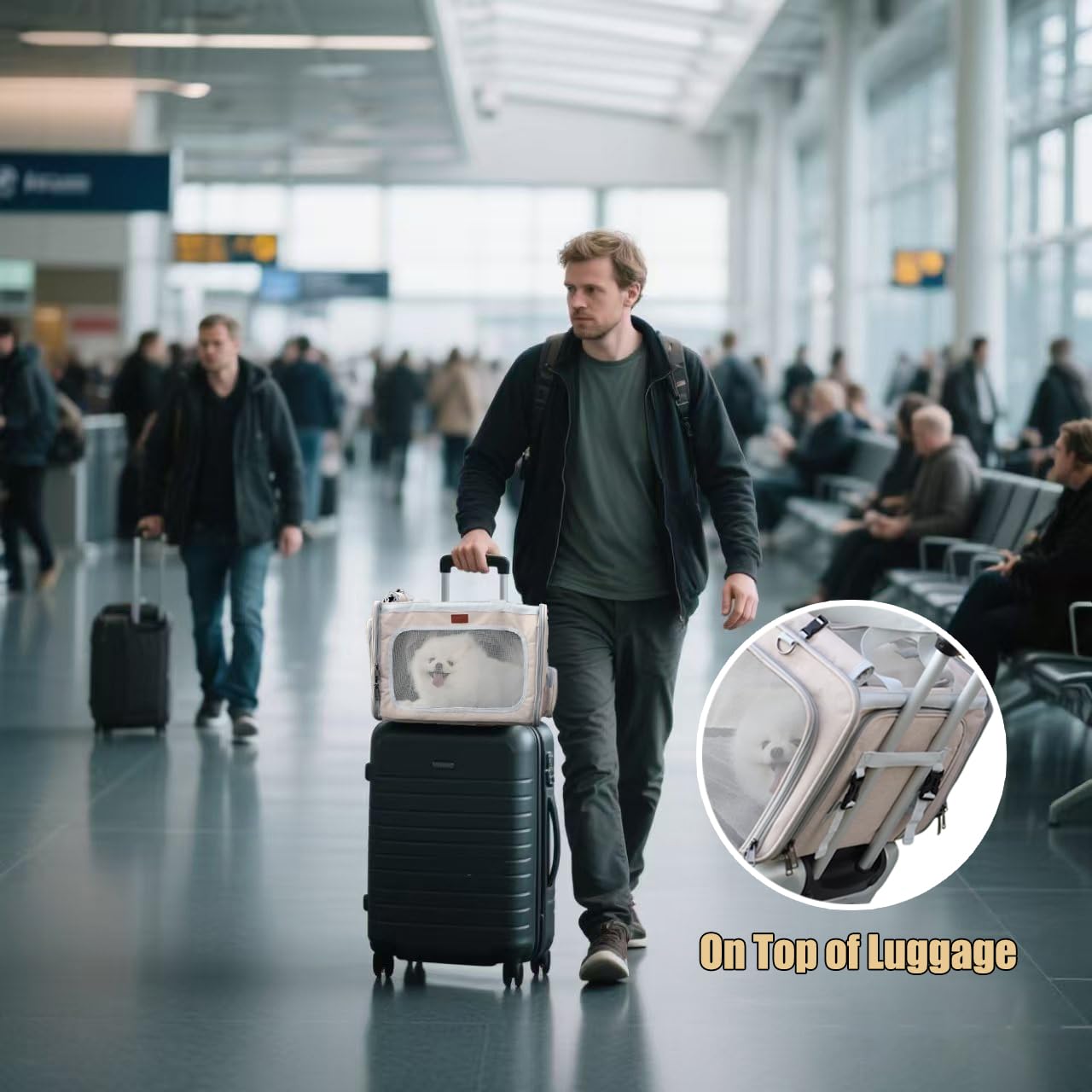 Small Dogs Carrier Airline Approved Soft Cat Carriers Stylish Expandable Pets Carriers Puppies Kitties Cage,Ventilated,Rabbit Bunny Small Animals Travel Outdoor Khaki Color - image 6