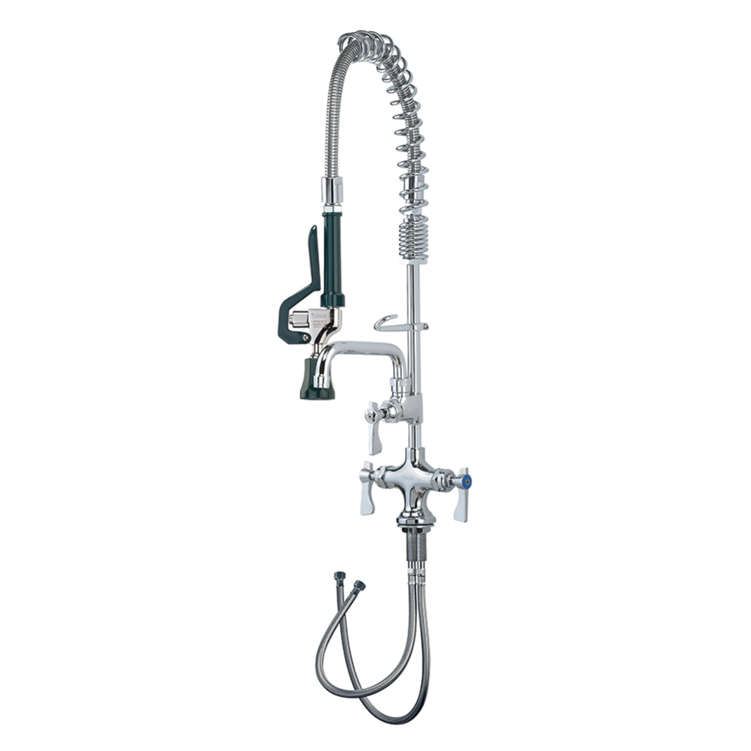 Royal Series Space Saver Pre-Rinse Assembly by Krowne – 13"L x 27"W x 4"H, Brass, Chrome, Stainless Steel, Model 18-508L