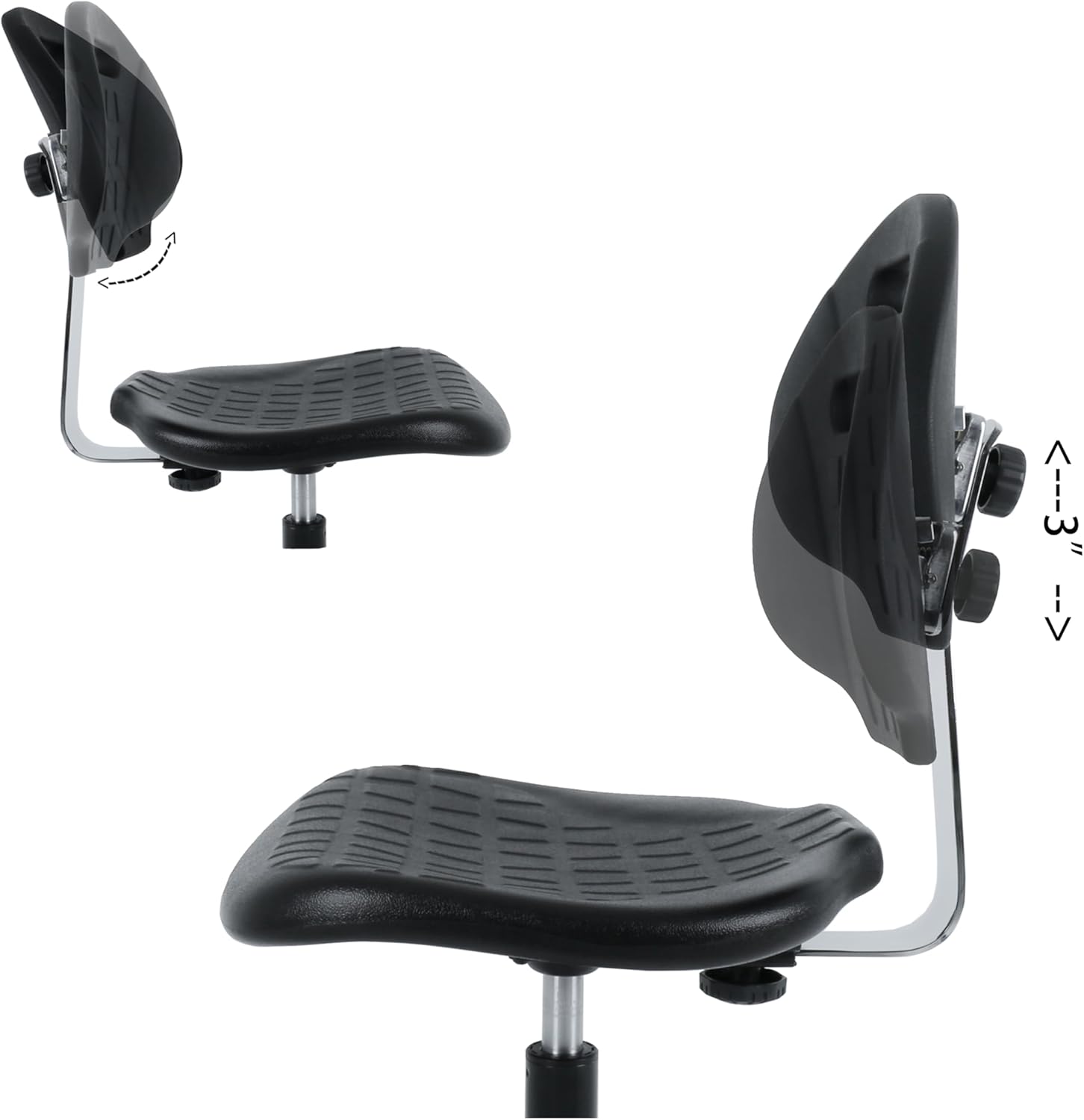 TAKE UR SEAT® Cleanroom Ergonomic ESD Chair Stool, Tilt Lumbar & Seat Depth Adjustment 18" Dia. Adjustable Fooring,HD Base,23" to 33" Height Adjustment(Tall Bench Height)