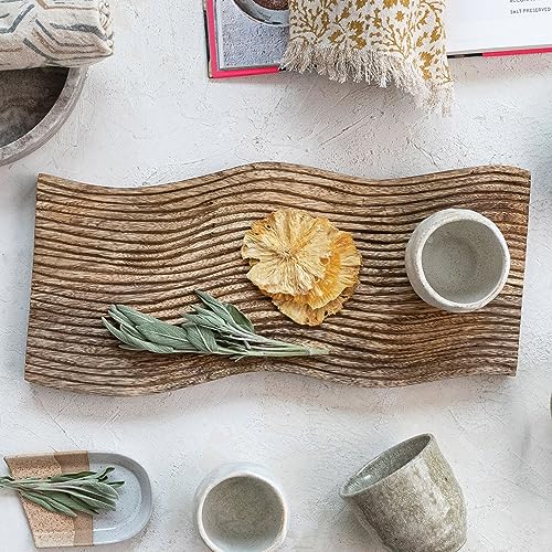 Tabla de cortar rectangular de madera de mango con ranura, acabado nogal miniatura 7