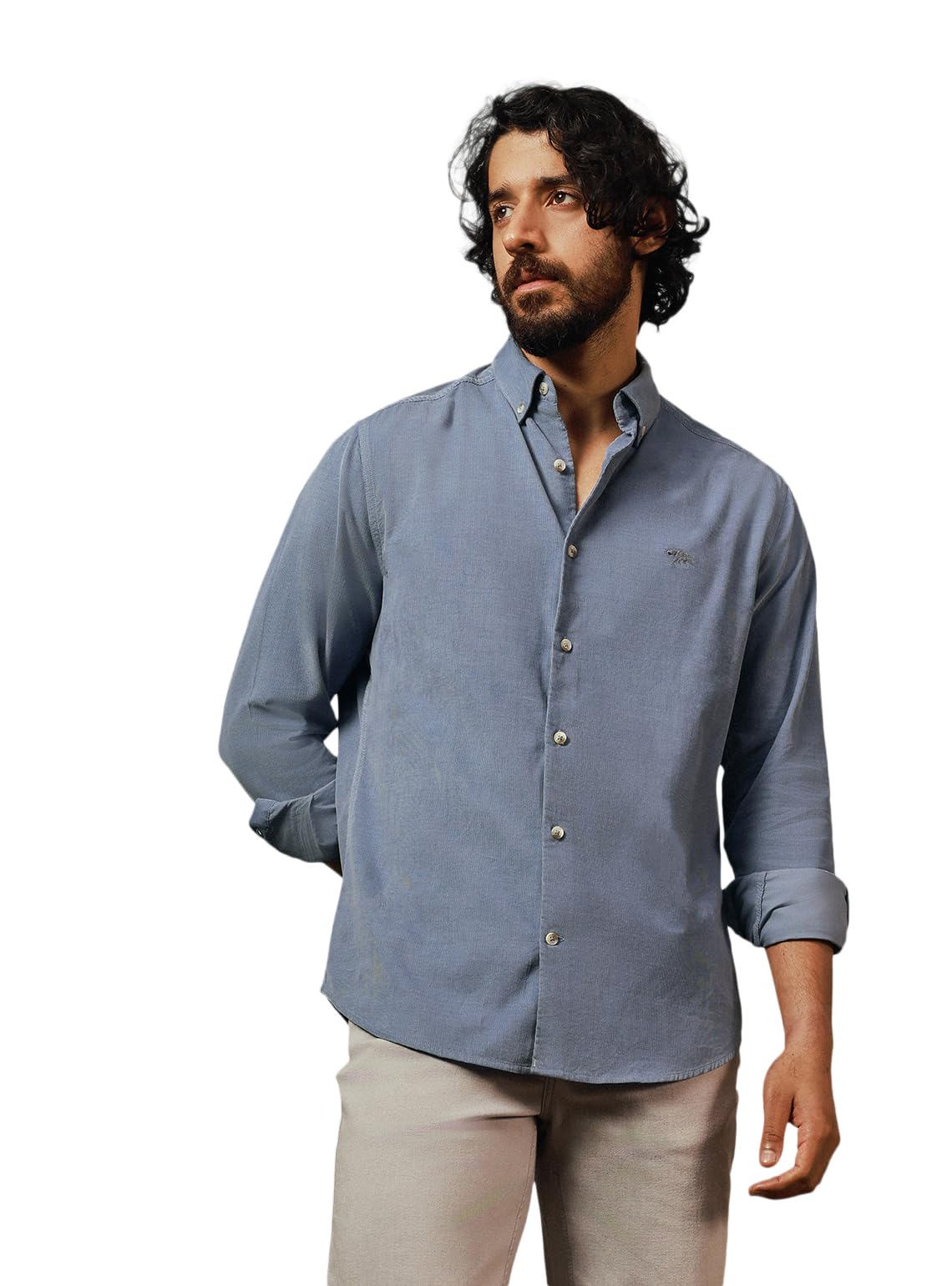 andamen Men's Cotton Tencel Corduroy Slim Fit Shirt-picture-52