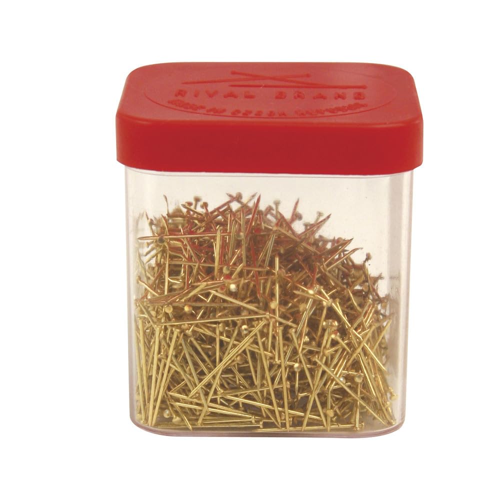 Rayher 2105600 Pins, 18 mm, Brass, Box 50 g (Approx. Pack of 950