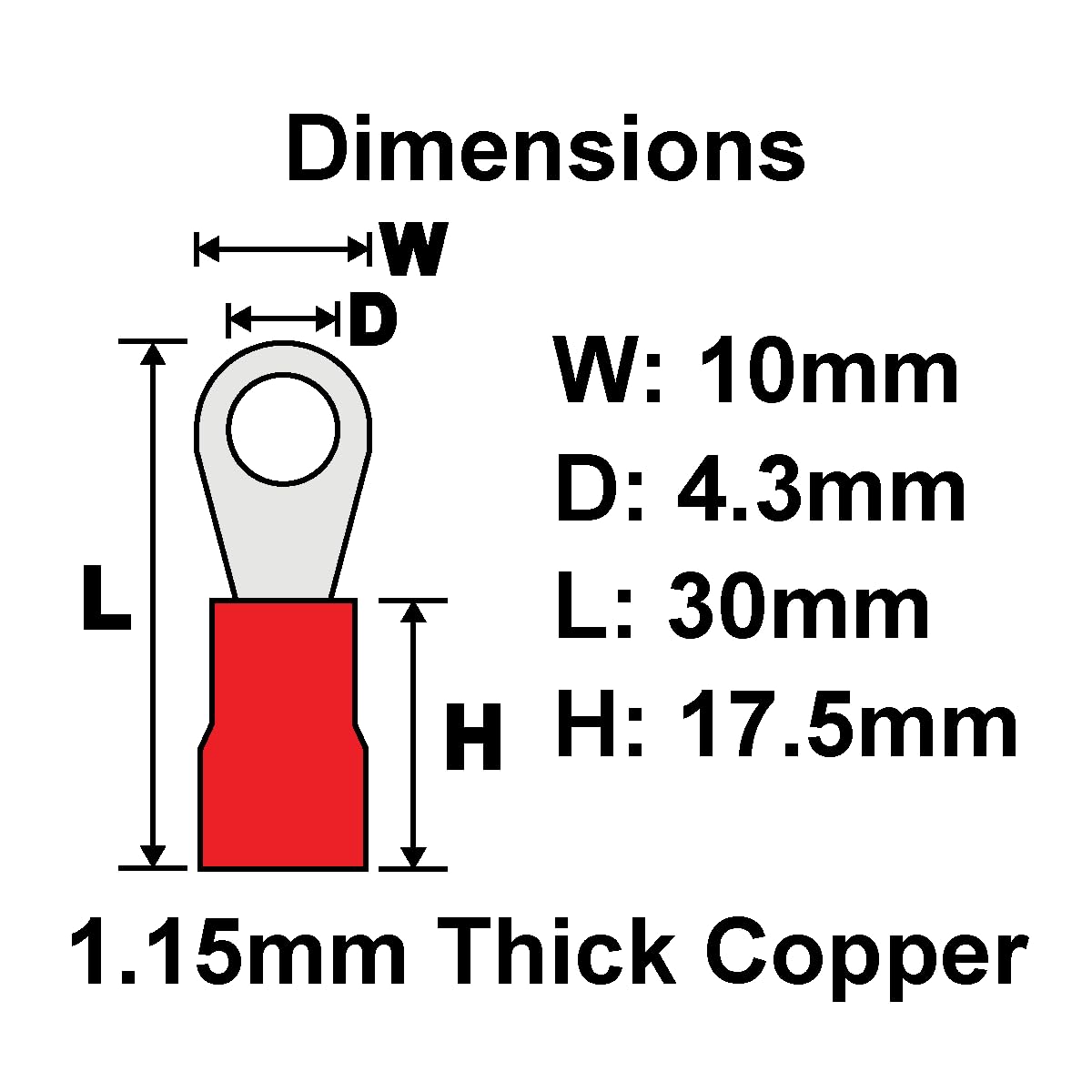 PAPUGA Lot de 100 cosses à sertir isolées à anneau 8 AWG (10 mm2) #8/M4, 600 V 62 A, UL cUL, connecteur à sertir robuste, automobile et marine