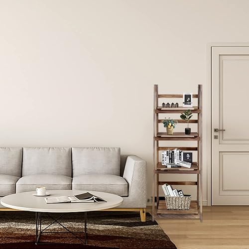 Miniatura 2 de Babion Estante de escalera de 4 niveles marrón, estantería de escalera de oficina en casa y estantería de 4 niveles, estante de escalera de madera y