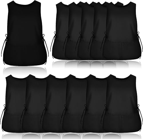 Miniatura 22 de TFTAFAN Delantal Cobbler Unisex Impermeable Delantal con 2 Bolsillos Profundos Art Smock para Pintar Limpieza Artiest Delantal Trabajo Cocina Negro