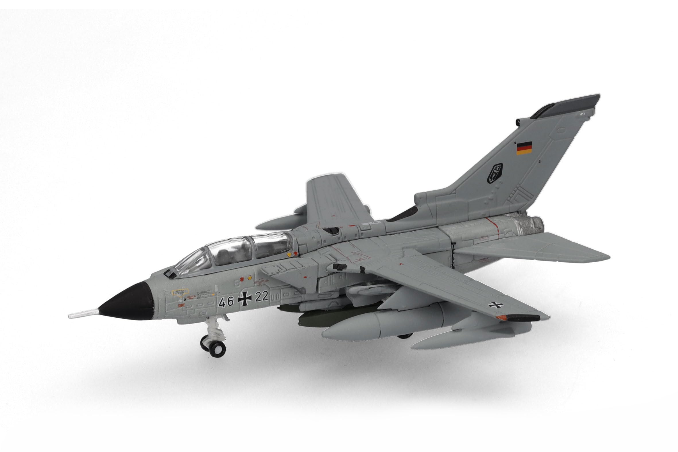Herpa Modellflugzeug Luftwaffe Panavia Tornado IDS - TaktLwG 33, Büchel (with Taurus KEPD-350) Miniatur im Maßstab 1:200, Sammlerstück, Modell ohne Standfuß, Metall, Grau