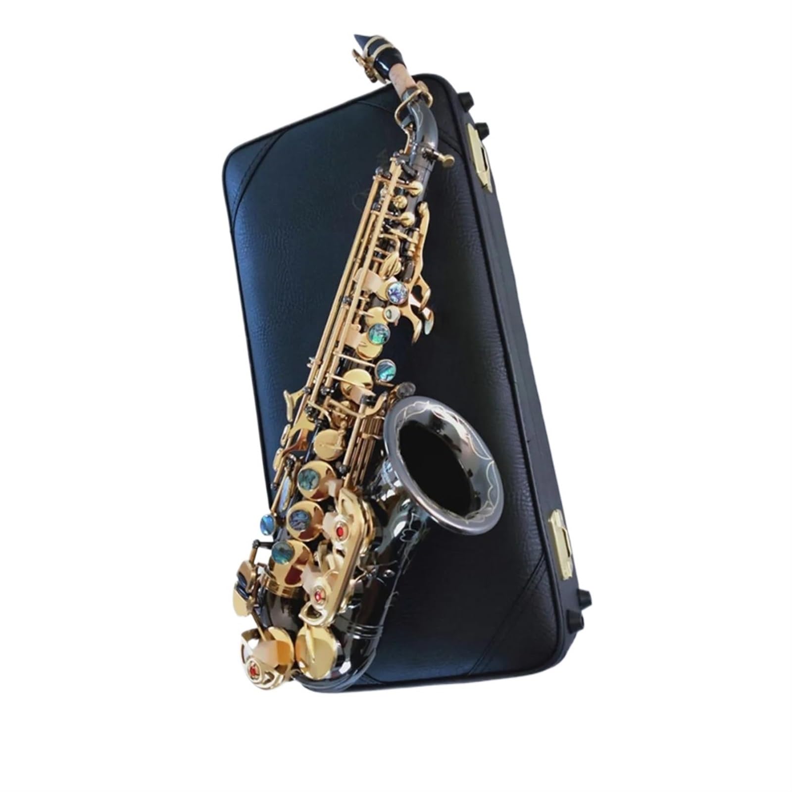 Amazon | サックス 黒 Bb 曲楽器ゴールデンキー湾曲したソプラノ