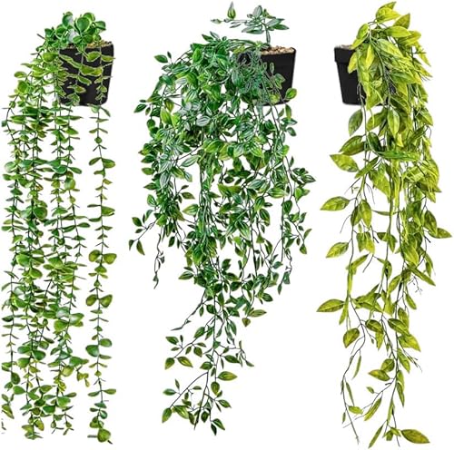 Superior Shine Artificial Hanging Plants,3 Pack Fake Hanging Plants with Pot,Greenery Faux Fake Ivy Decor, Fake Potted Plants for Home Decor Indoor Outdoor Wall Room Patio Office Table Shelf Superior Shine Artificial Hanging Plants,3 Pack Fake Hanging Plants with Pot,Greenery Faux Fake Ivy Decor, Fake Potted Plants for Home Decor Indoor Outdoor Wall Room Patio Office Table Shelf