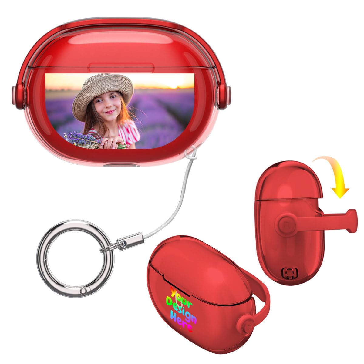 Custom Case for Beats Studio Buds 2021, Studio Buds+ Plus 2023 Case Cover with Keychain Personalized Case for Beats Studio Buds with Photo/Text/Name