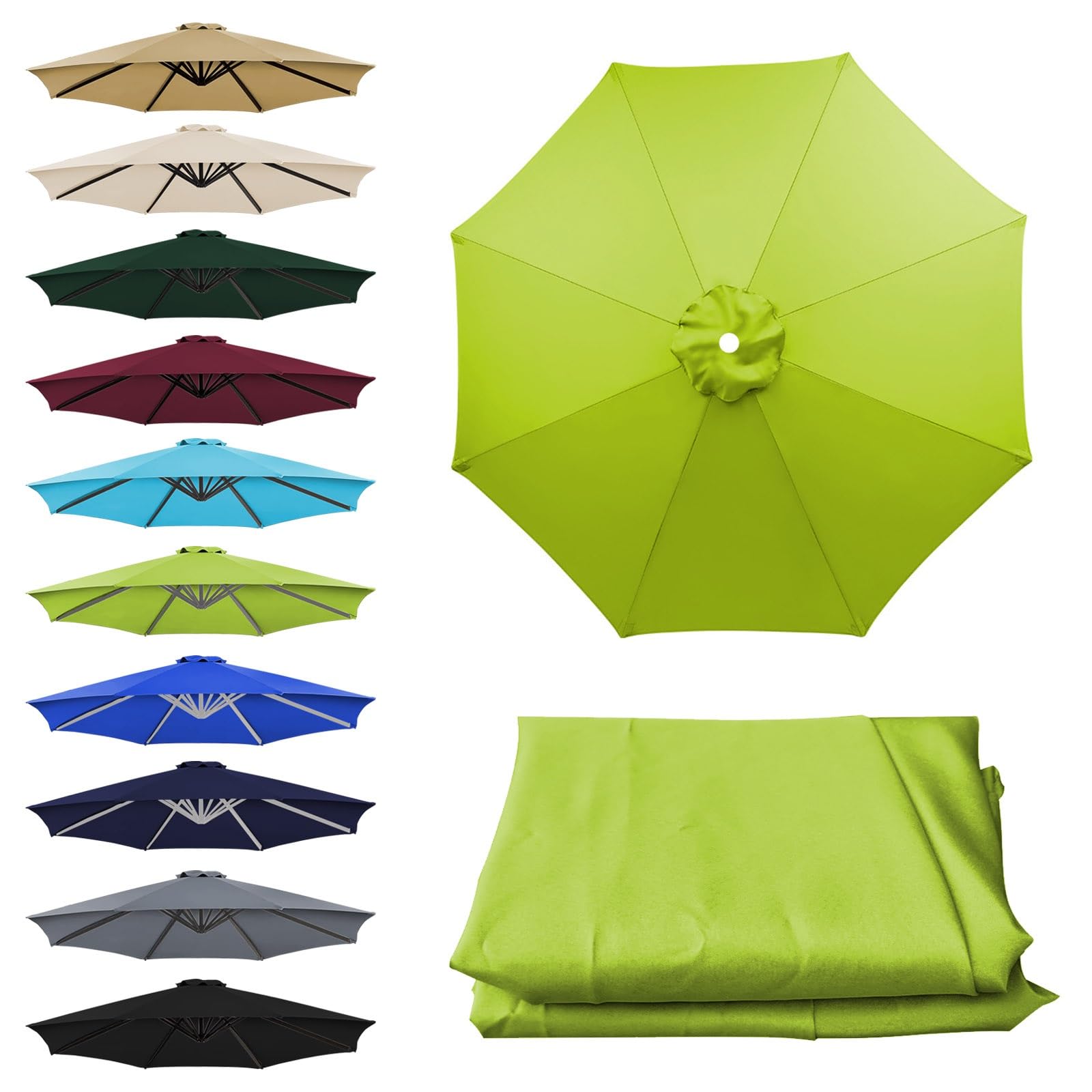 Toldo de repuesto de exterior impermeable para parasol de 8 varillas