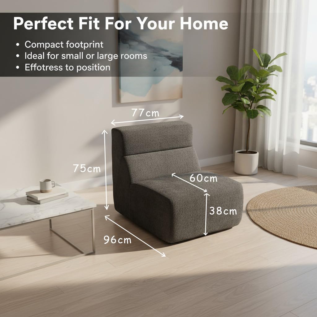 Bodenstuhl mit Hochdichtem Schaumstoff, Grau Ergonomischer Meditationsstuhl, Lazy Sofa, Relaxsessel für Wohnzimmer (Dunkelgrau)