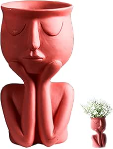 Jarrón de Cara Humana Jarrón Minimalista Abstracto Creativo Jarrones de Cara Florero de la Escultura de Interior Decorativa Resina Estatua Planter Jarrones Flores Artificiales para Sala Hogar Decor