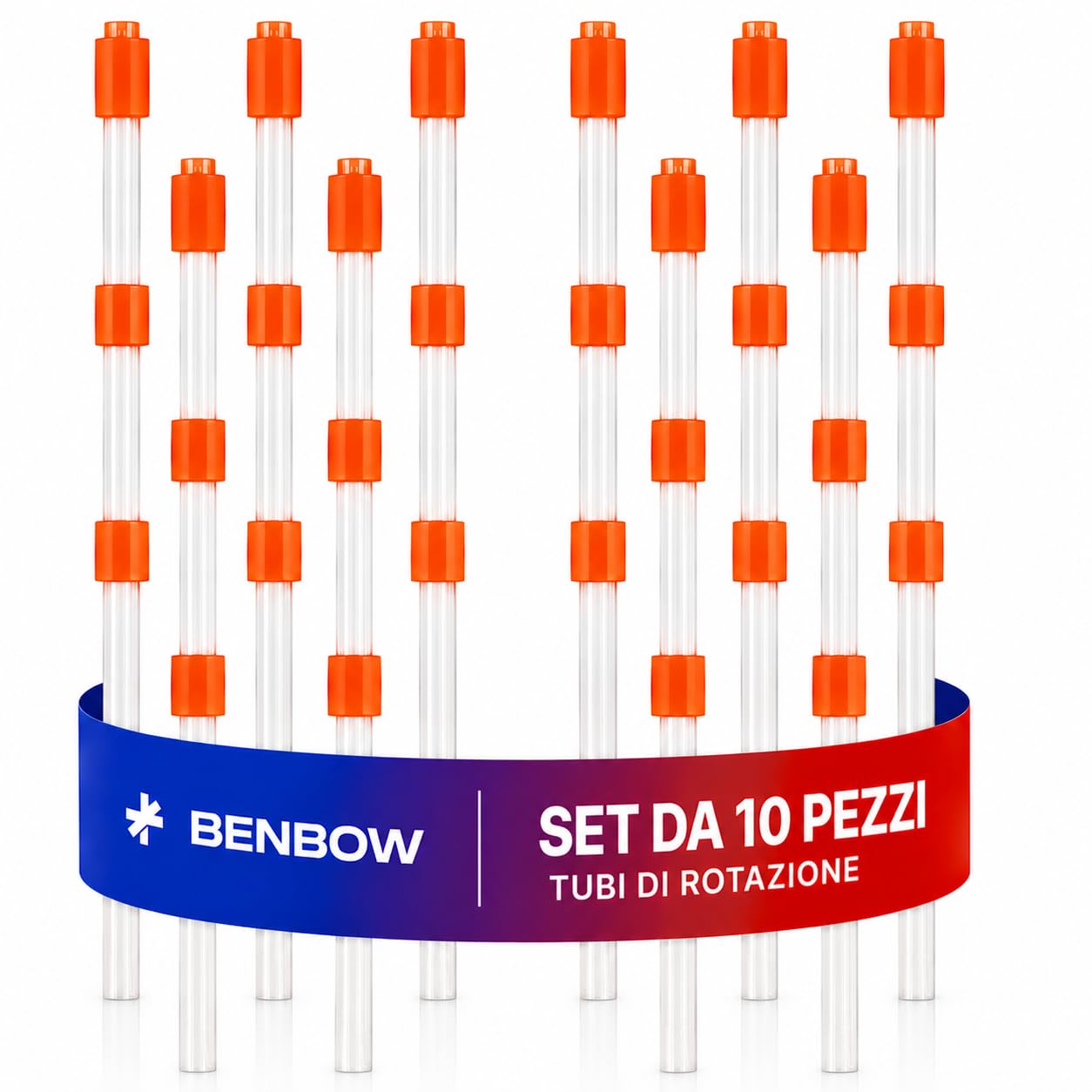 BenBow 017 5x Tubo in Silicone, Tubo di Ricambio Arancione per Pistola di Pulizia ad Aria Compressa - Ricambio, Tubo Rotante con Pesi - Effetto Turbine Intenso & Compatibile con la Serie Classic