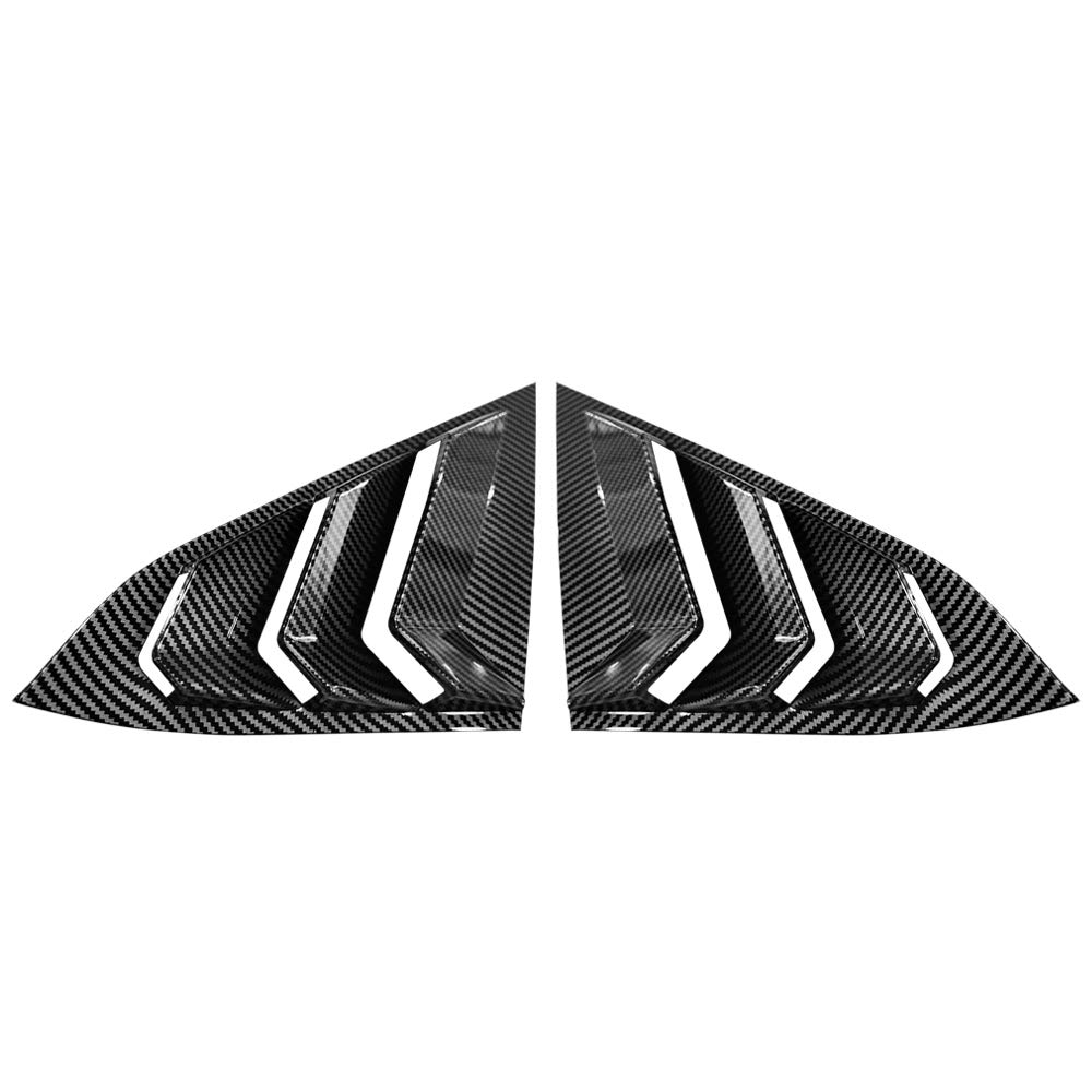 IKON MOTORSPORTS, Window Louvers Compatible with 2016-2021 Honda Civic Sedan 4-Door, Carbon Fiber Print Rear Quarter Panel Window Side Louvers Cover Vent 2PCS, 2017 2018 2019 2020