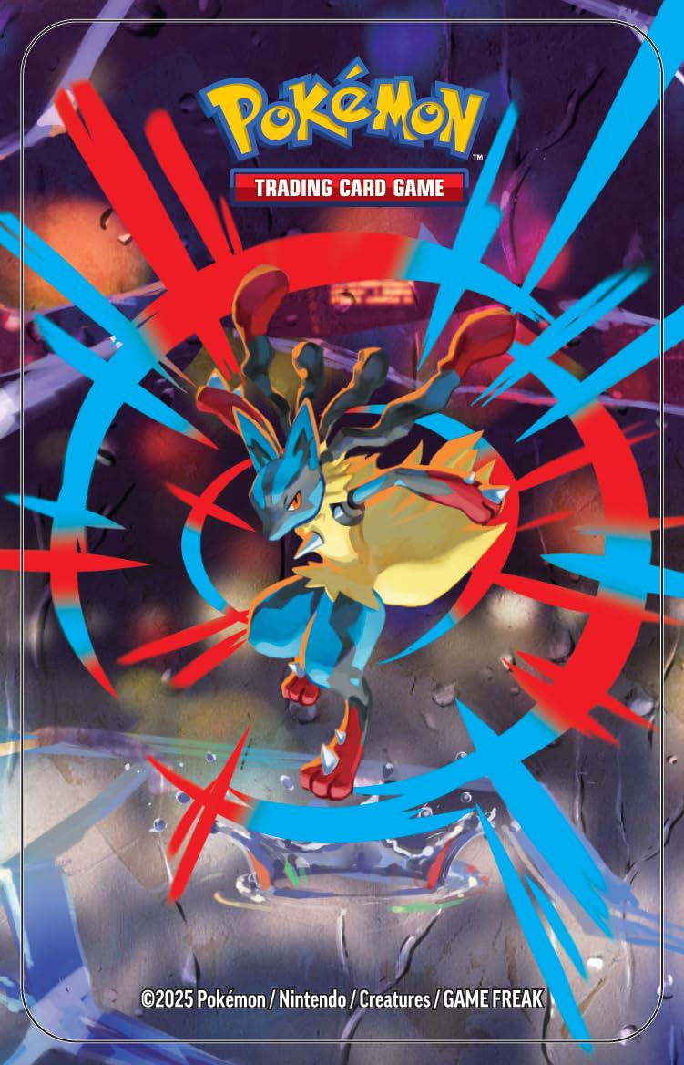 Pokémon: Minilata Megahéroes de Mega-Lucario de JCC Pokémon (1 Pegatina, 1 Tarjeta ilustrada y 2 Sobres de Mejora)