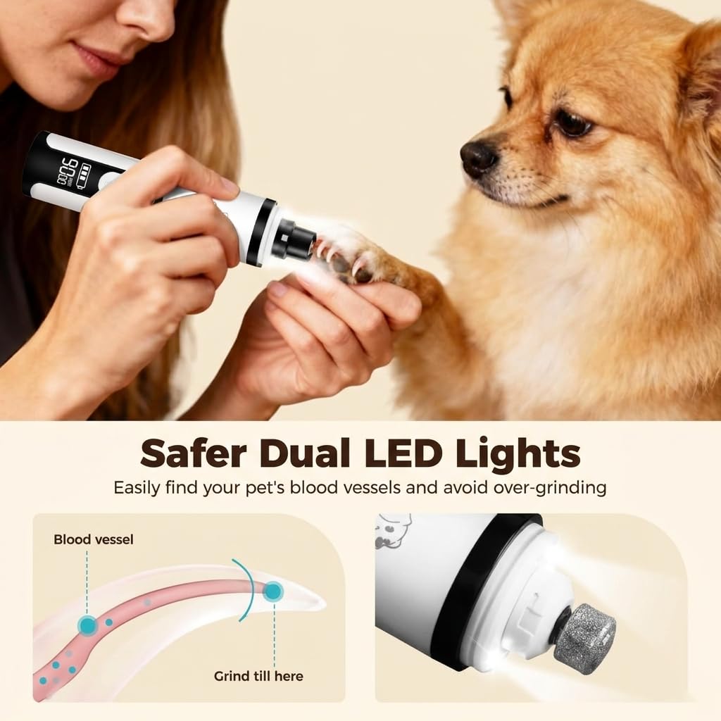 2026 Upgrade Silent Groom Pro Nail Grinder,Silent Groom Pro for Dogs,with LED Light & 3 Speeds,2000mAh Battery,Quick USB Charge (White) - image 3