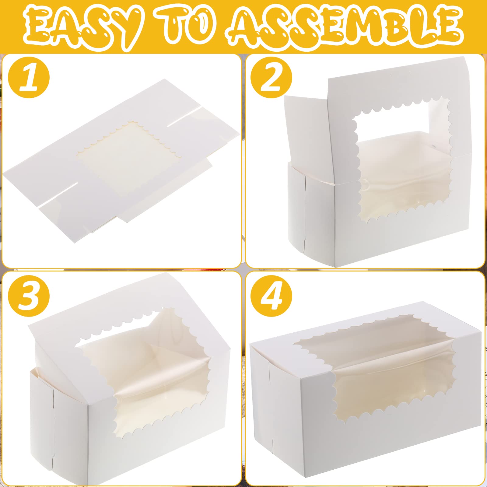 Bakery Boxes with Window - 60 Pack -4 Bakery Boxes with Window - 60 Pack -4