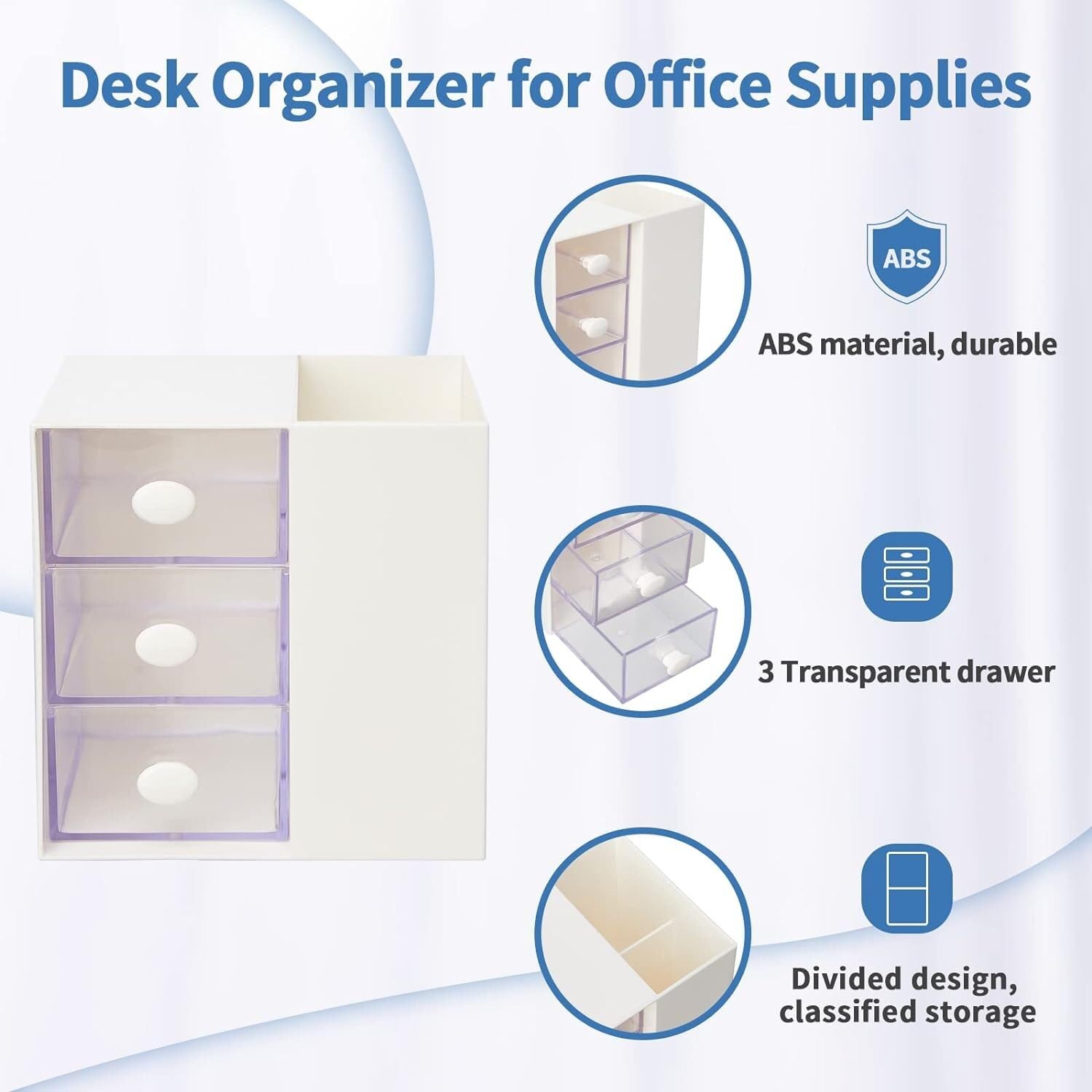 Schreibtisch-Organizer, Kunststoff-Schreibtisch-Organizer mit Schublade, Aufbewahrungsbox für Büro und Geschäft, Kosmetik- und Make-up-Organizer, Schreibtisch-Organizer für die Sammlung (Farbe: Rosa