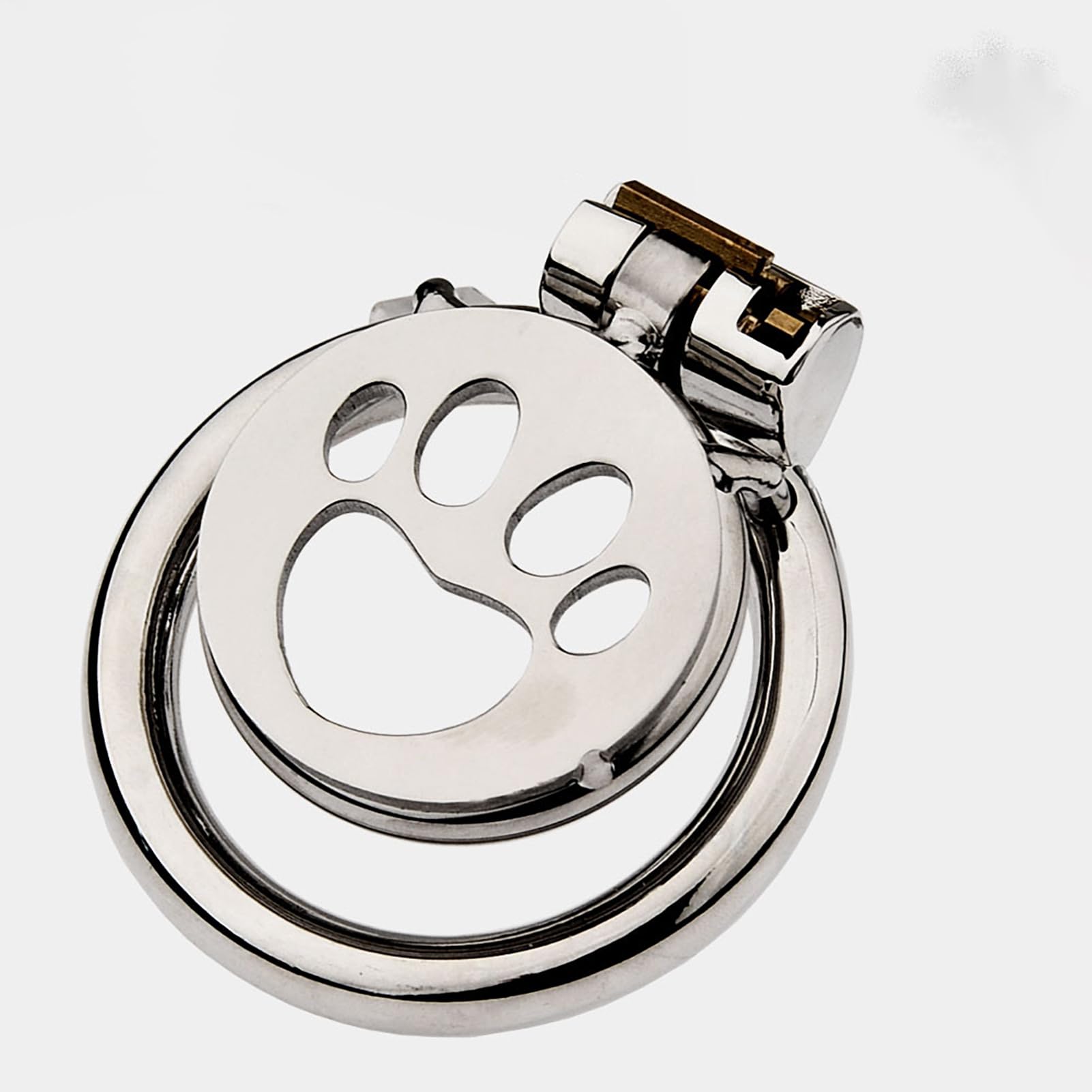 Jaula de castidad plana en la forma de una pata de gato con cerradura invisible y llave invertida Jaula de castidad para los hombres de acero inoxidable pene (silver,50mm)