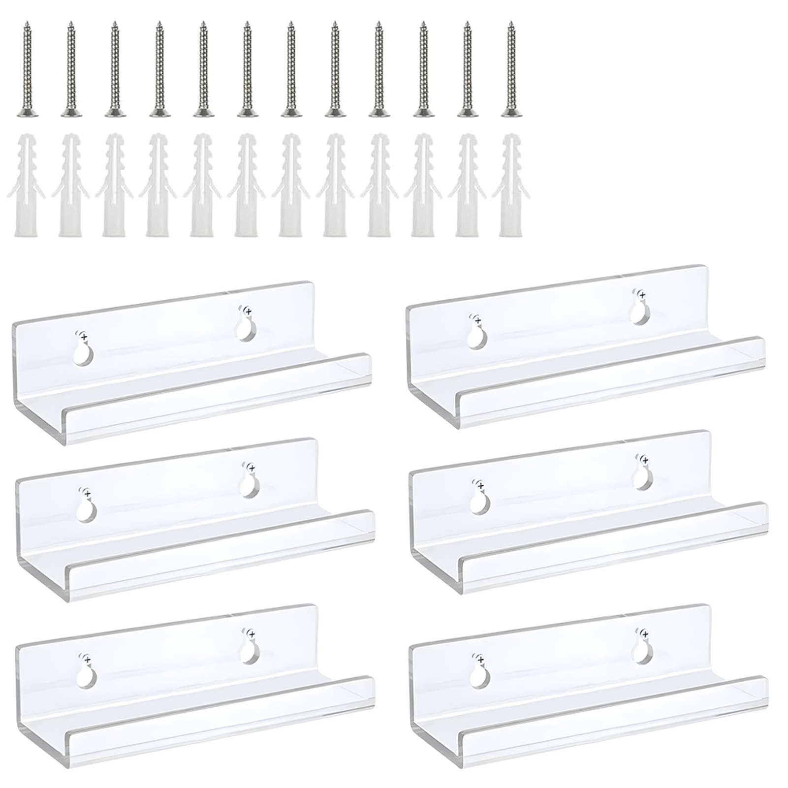 6 Pcs Clear Acrylic Vinyl Record Wall Mount Shelves - Invisible Album Holder for Vinyl Records, Floating Record Storage Shelf Accessories for Home Decor & Collection Display-image-13