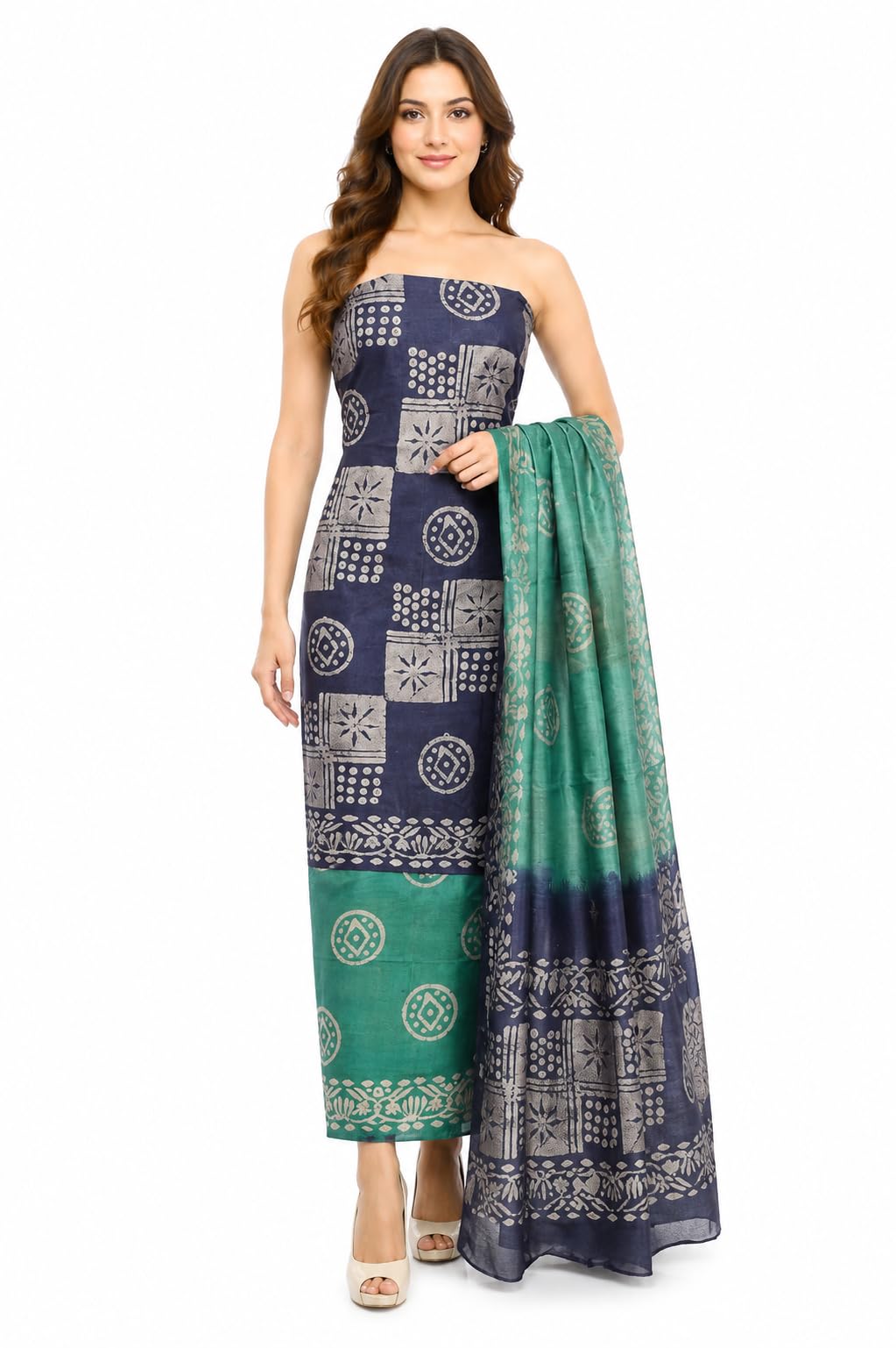 haider ali and sons Women's Cotton Silk Batik Print Unstitched Salwar Suit Dress Material With Duputta_05-picture-53