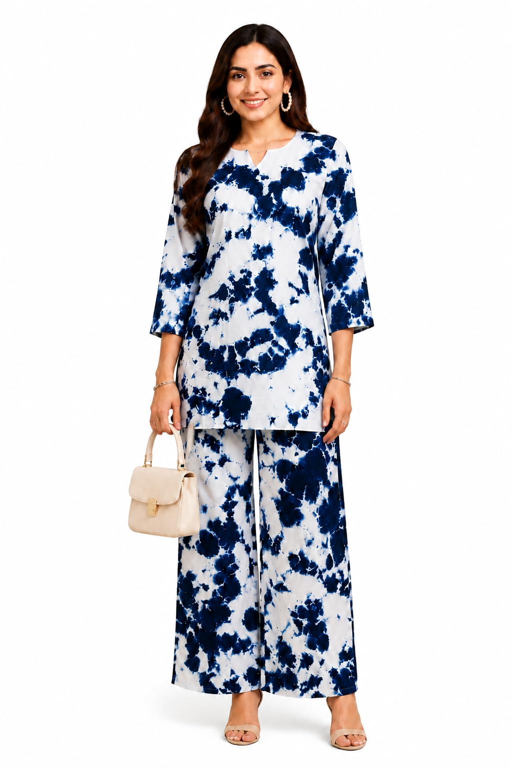 Women's Tie Dye Pure Rayon Co Ord Set | Stylish Kurti Palazzo Kurta Outfit | Kurta sets for women-image-6