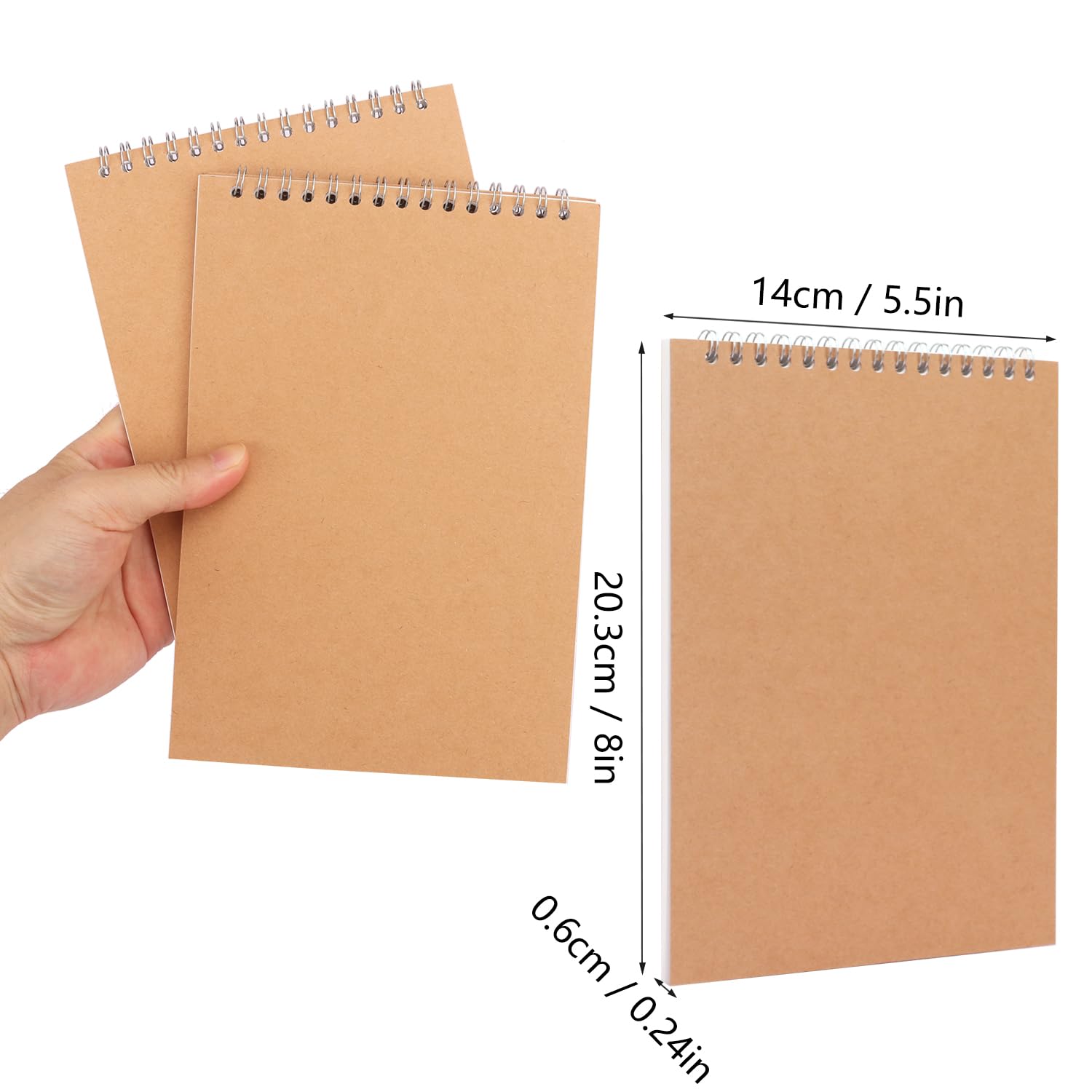 IHDYPPEW Lot de 22 carnets de croquis à spirale, 21,3 x 14,5 cm, A5, sans lignes, vierges pour scrapbooking, journal de la nature et dessin, durable, portable et polyvalent (80 feuilles – 160 pages)