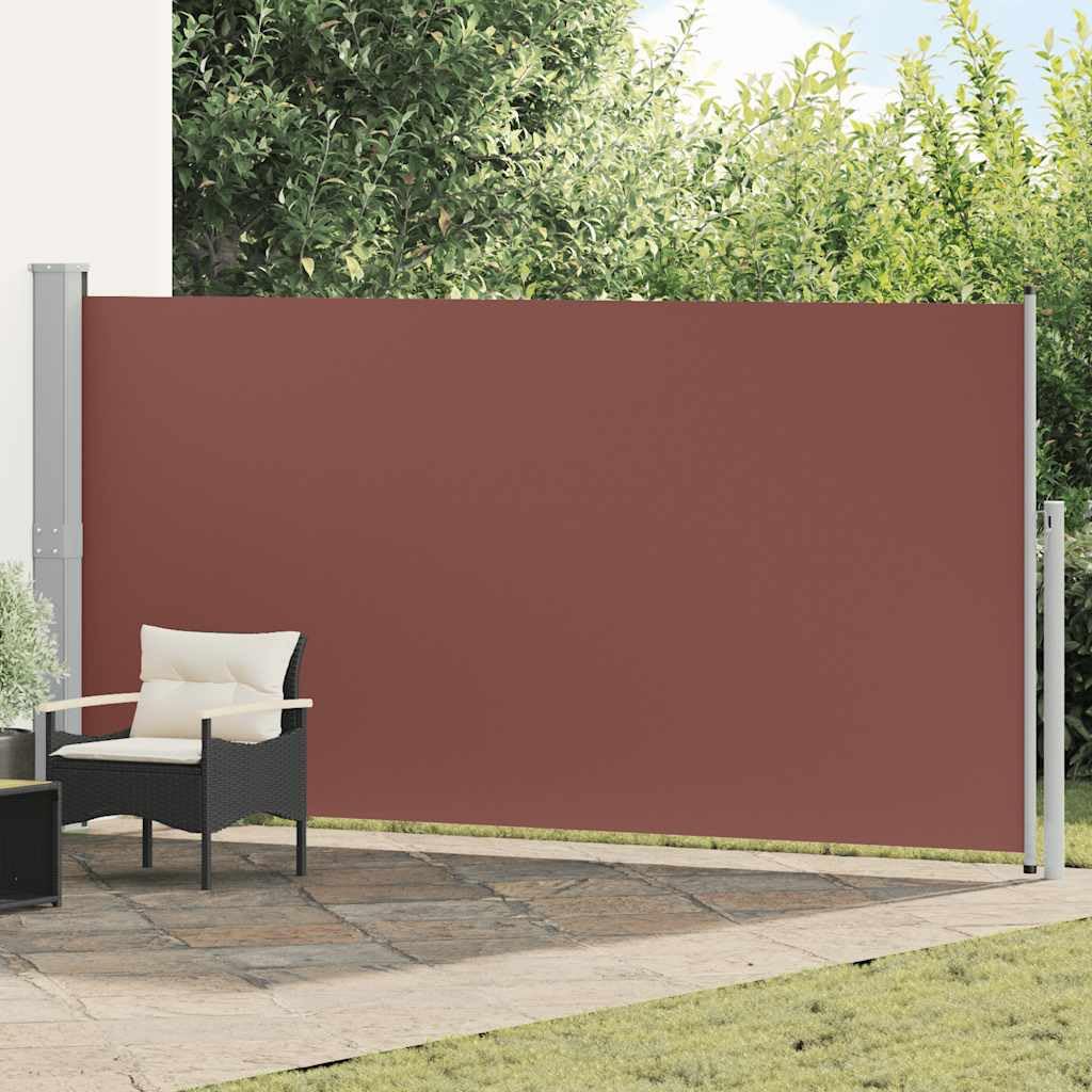 Store latéral extensible 160x500 cm marron avec cadre en acier pour terrasse